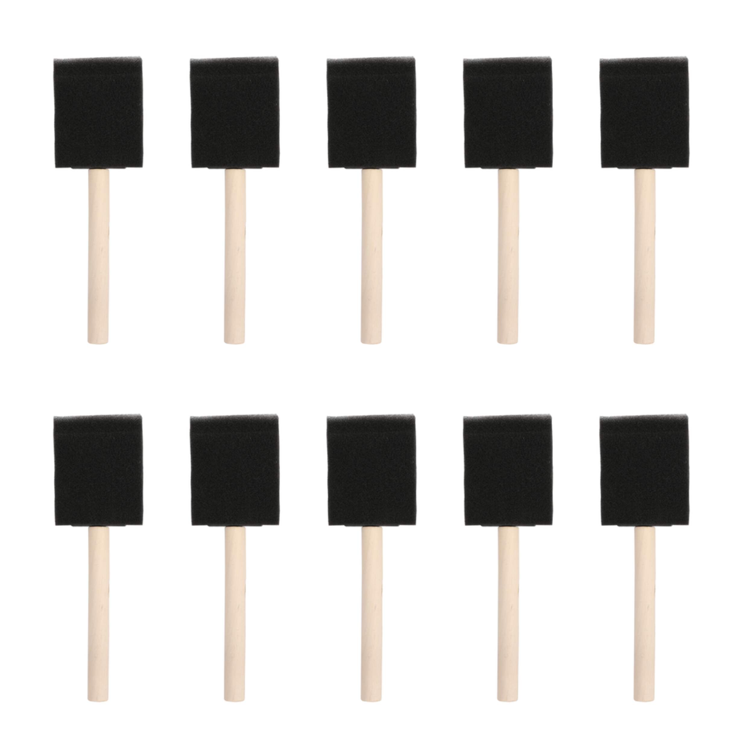 Foam  Paint Brushes with Wooden Handle, 10-pk Front_Flat