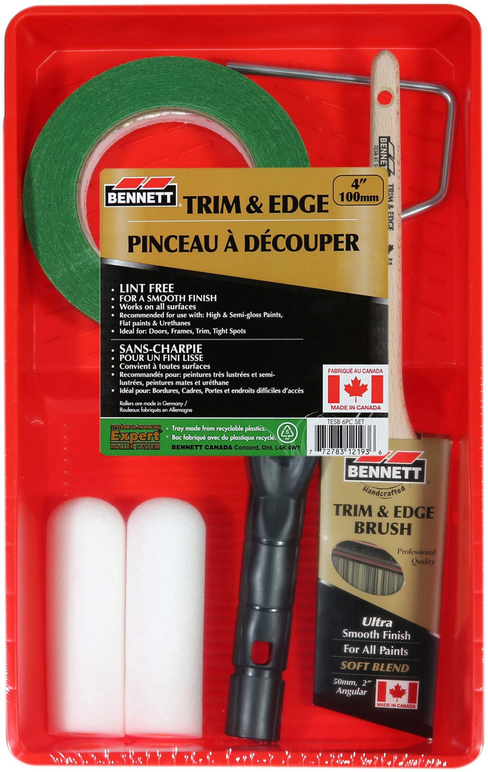 Outils de peinture sans charpie Bennett pour découpages et rebords, 100 mm, paq. 6 Overhead_Flat