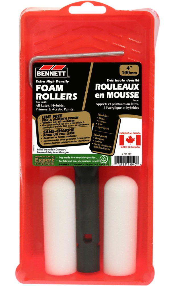 Expert High Density Lint Free Foam Paint Roller Kit, 4in