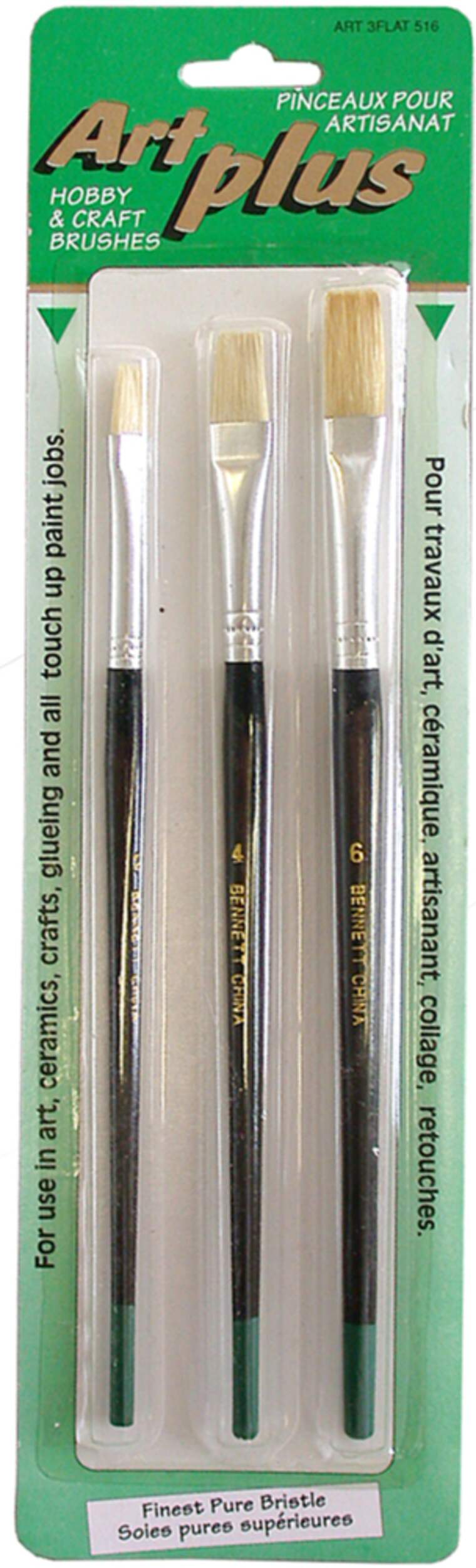Bennett Art Plus Flat Paint Brushes, 3-pk Front_Flat