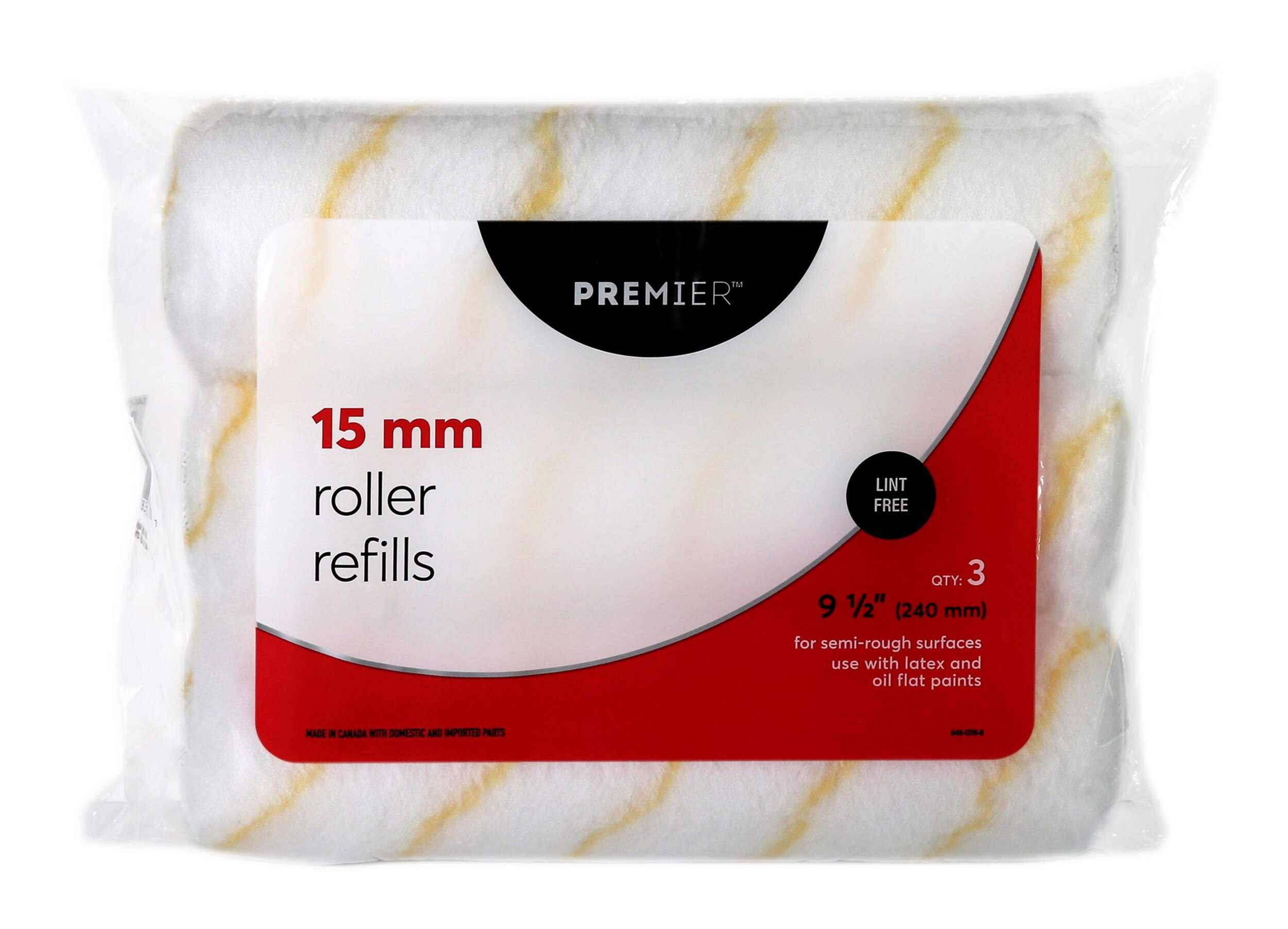 Premier Lint Free Paint Roller Refills, 3-pk, 15-mm Front_Flat