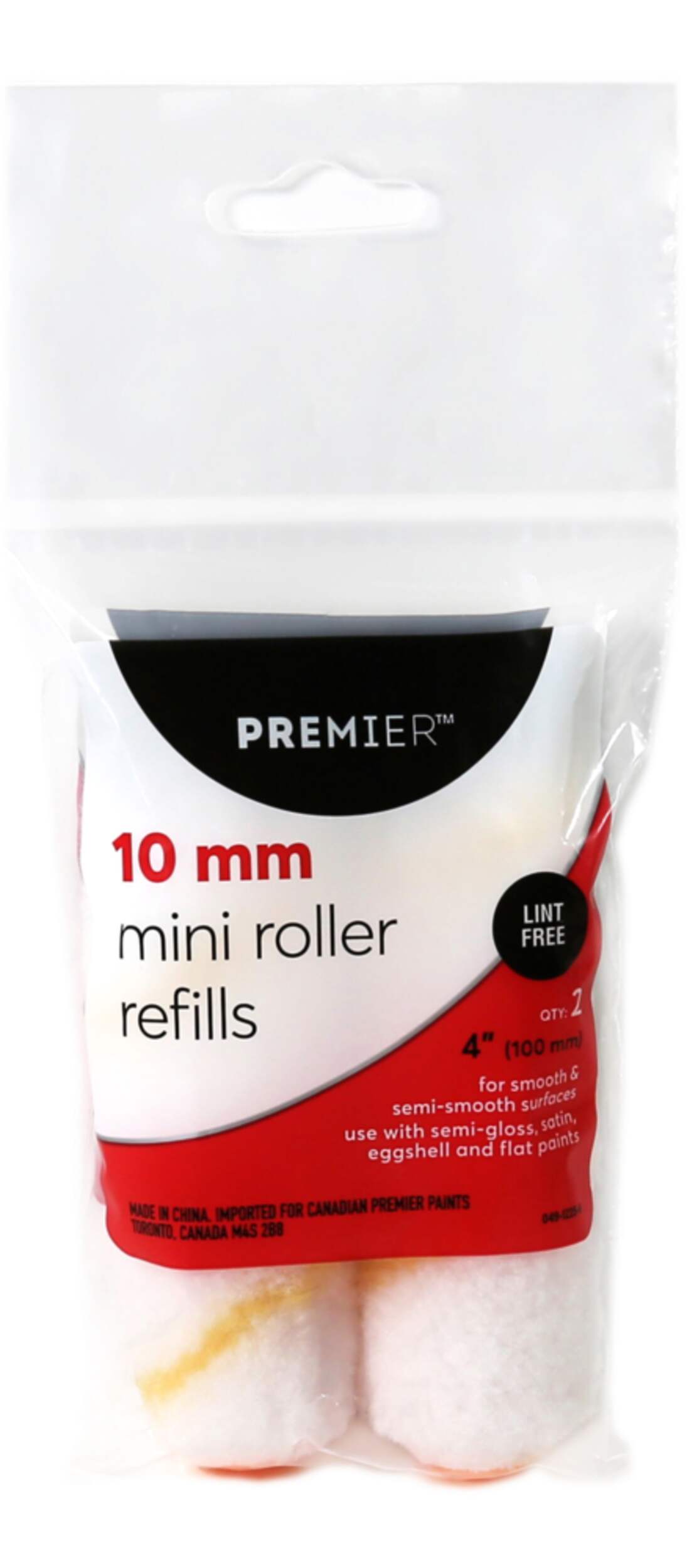 Premier Lint Free Mini Paint Roller, with Long Handle, 2-pk, 10-mm Front_Flat