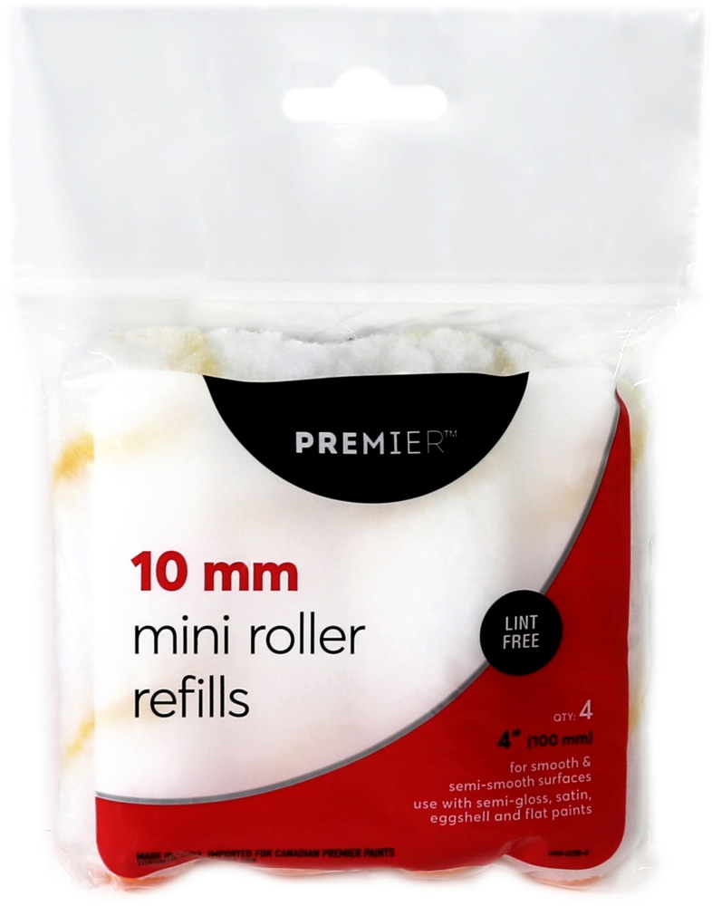 Premier Lint Free Mini Paint Roller, with Long Handle, 4pk, 10mm