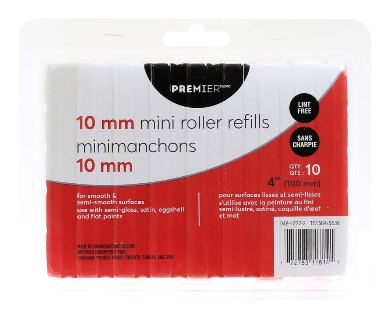 Premier Lint Free Mini Paint Roller with Long Handle 10 pk 10 mm