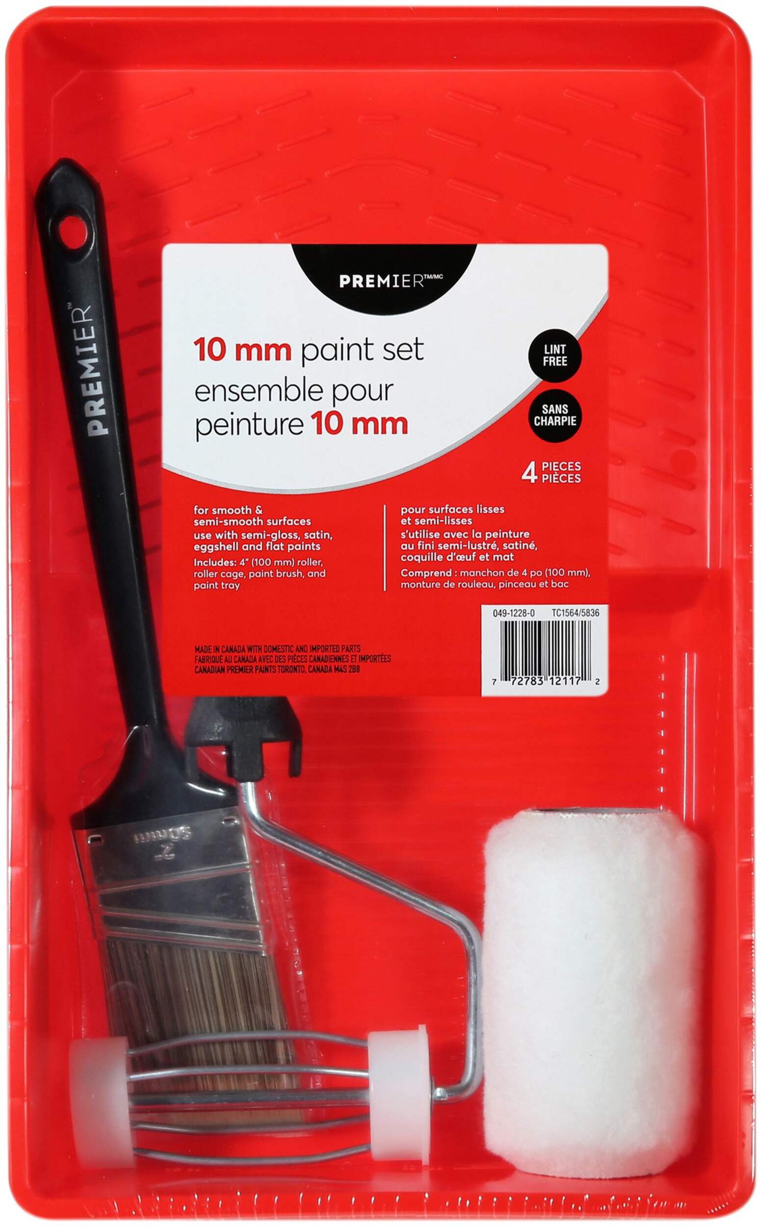 Premier Lint Free Paint Roller Set, 10-mm, 4-pc Front_Flat