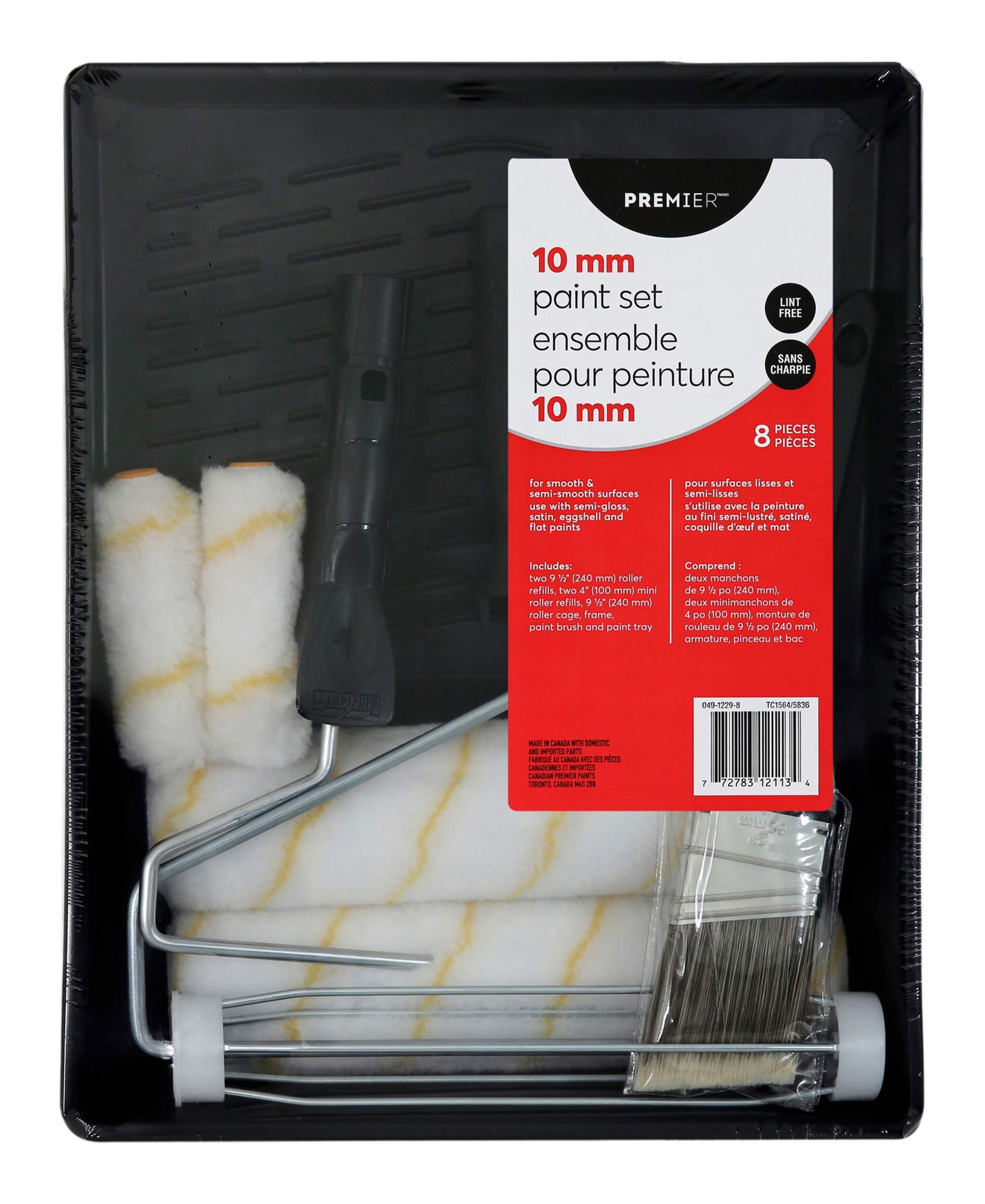 Premier Lint Free Paint Roller Set, 10-mm, 8-pc Front_Flat