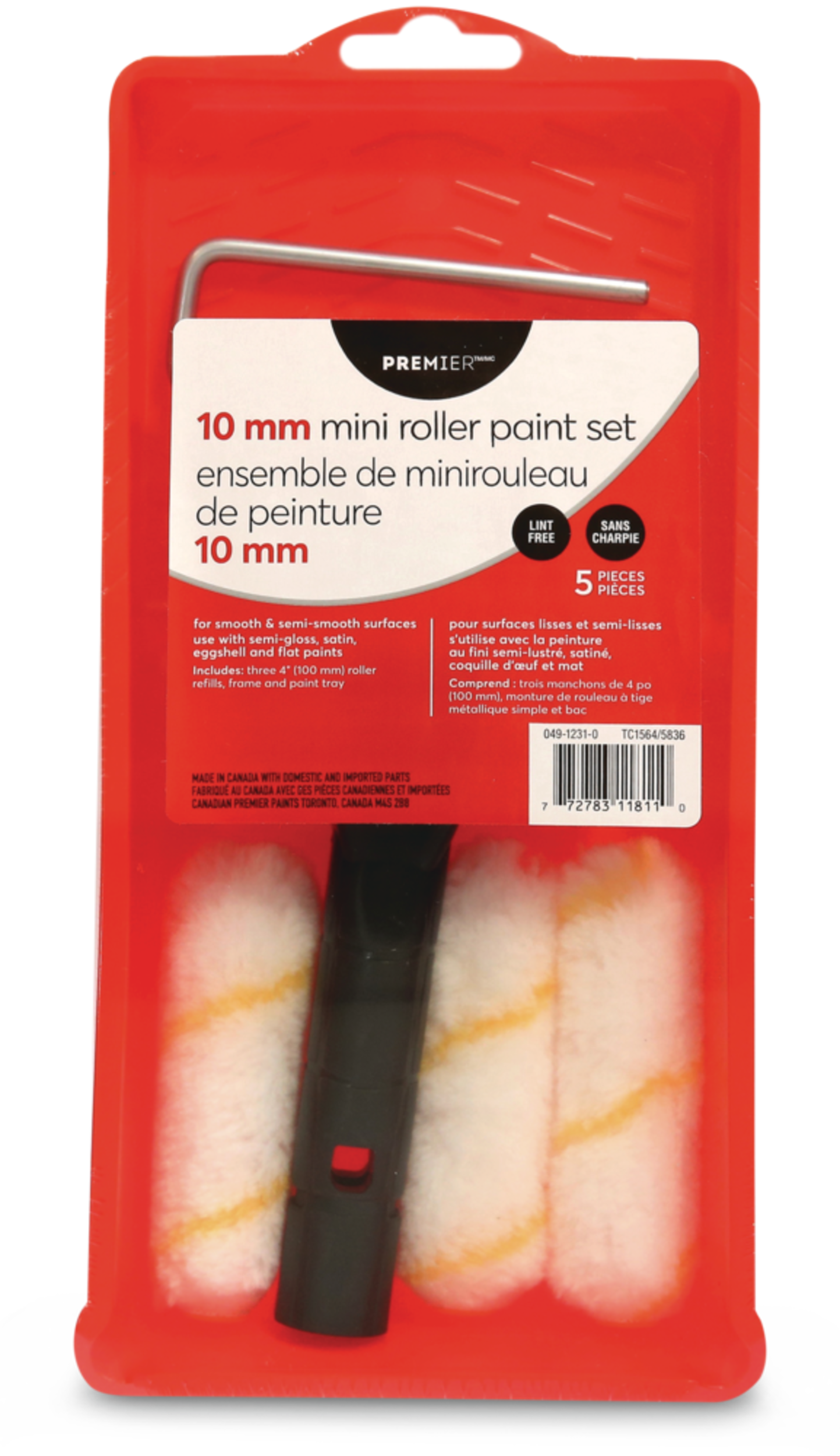 Premier Lint Free Mini Paint Roller Set, 5-pc, 4-in Front_Flat