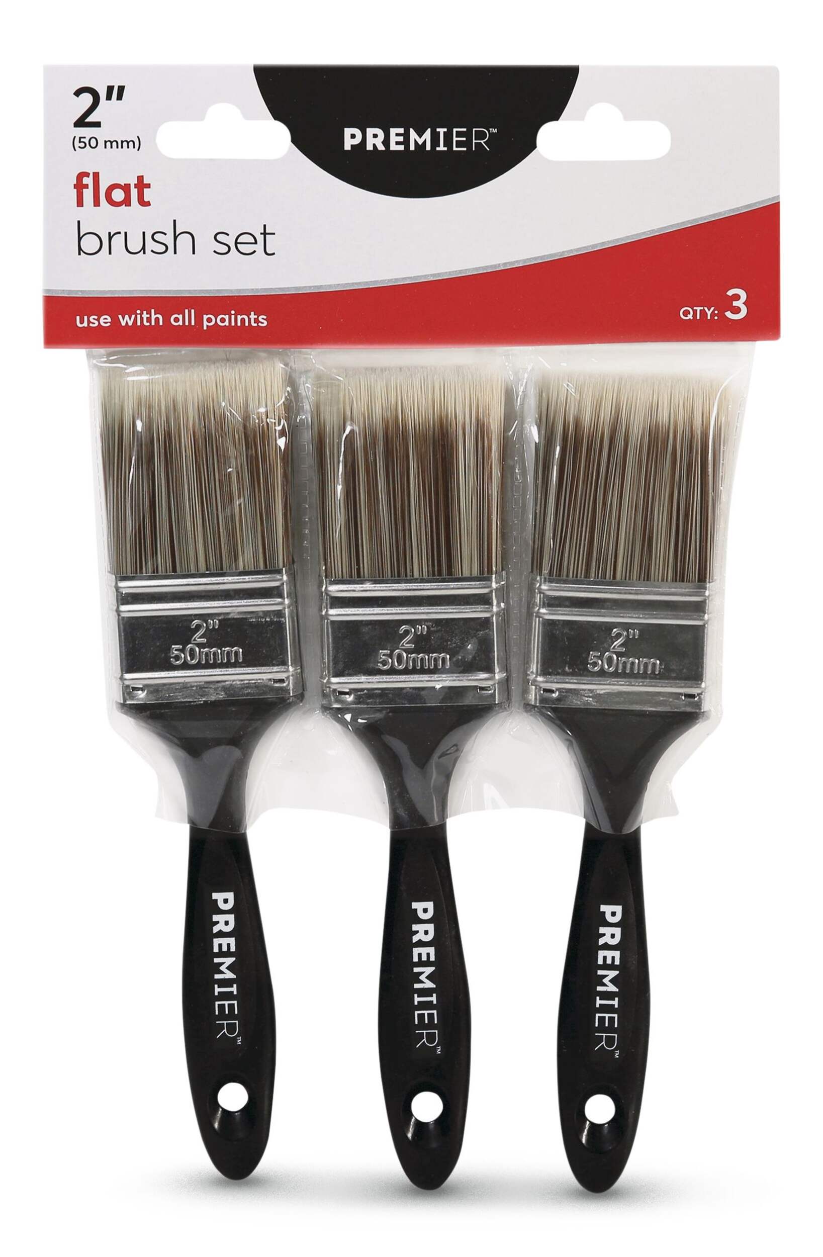 Premier Flat Poly Paint Brushes, 3-pk, 2-in Front_Flat