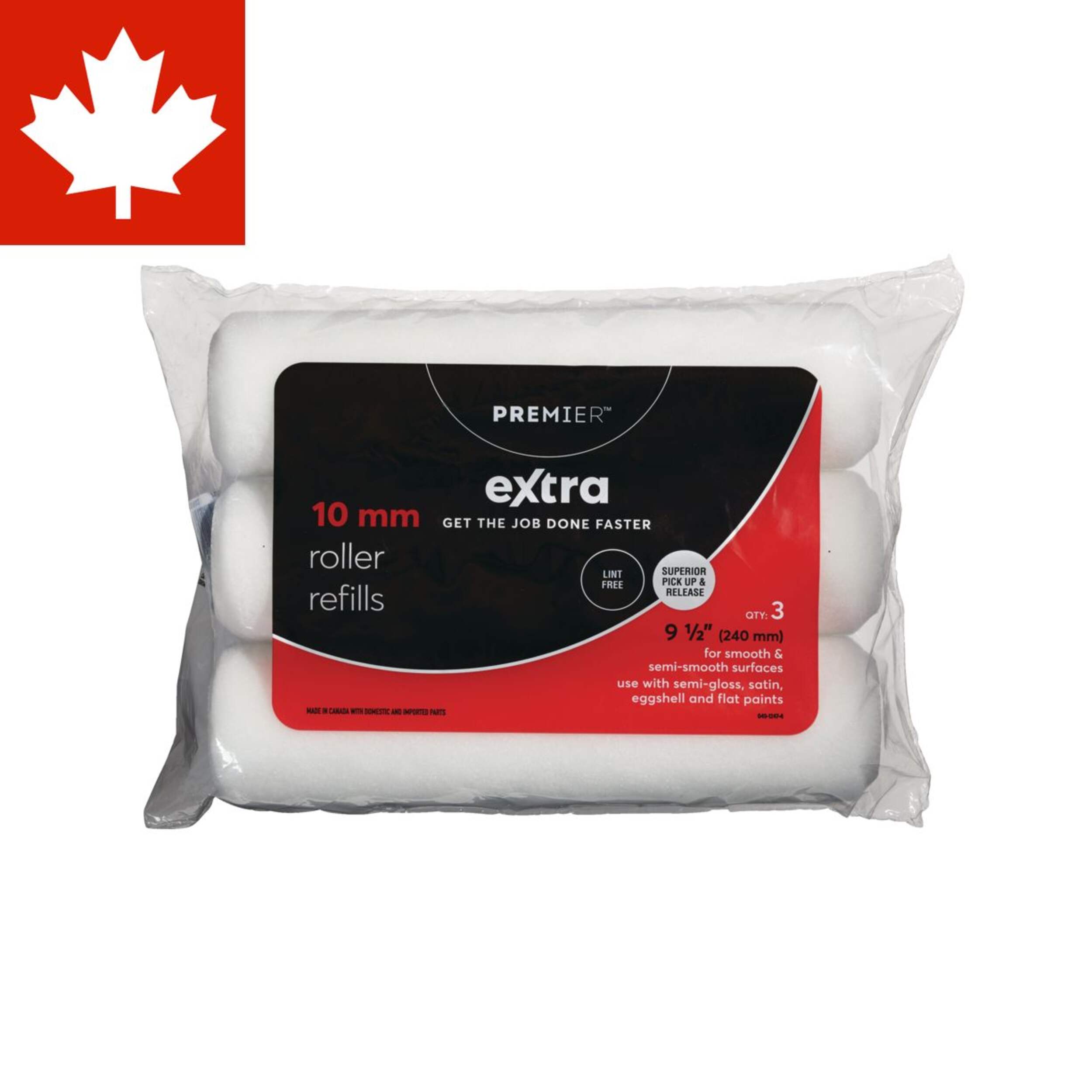 Recharge de rouleau en microfibres sans charpie Premier Extra, 10 mm, paq. 3 Front_Flat