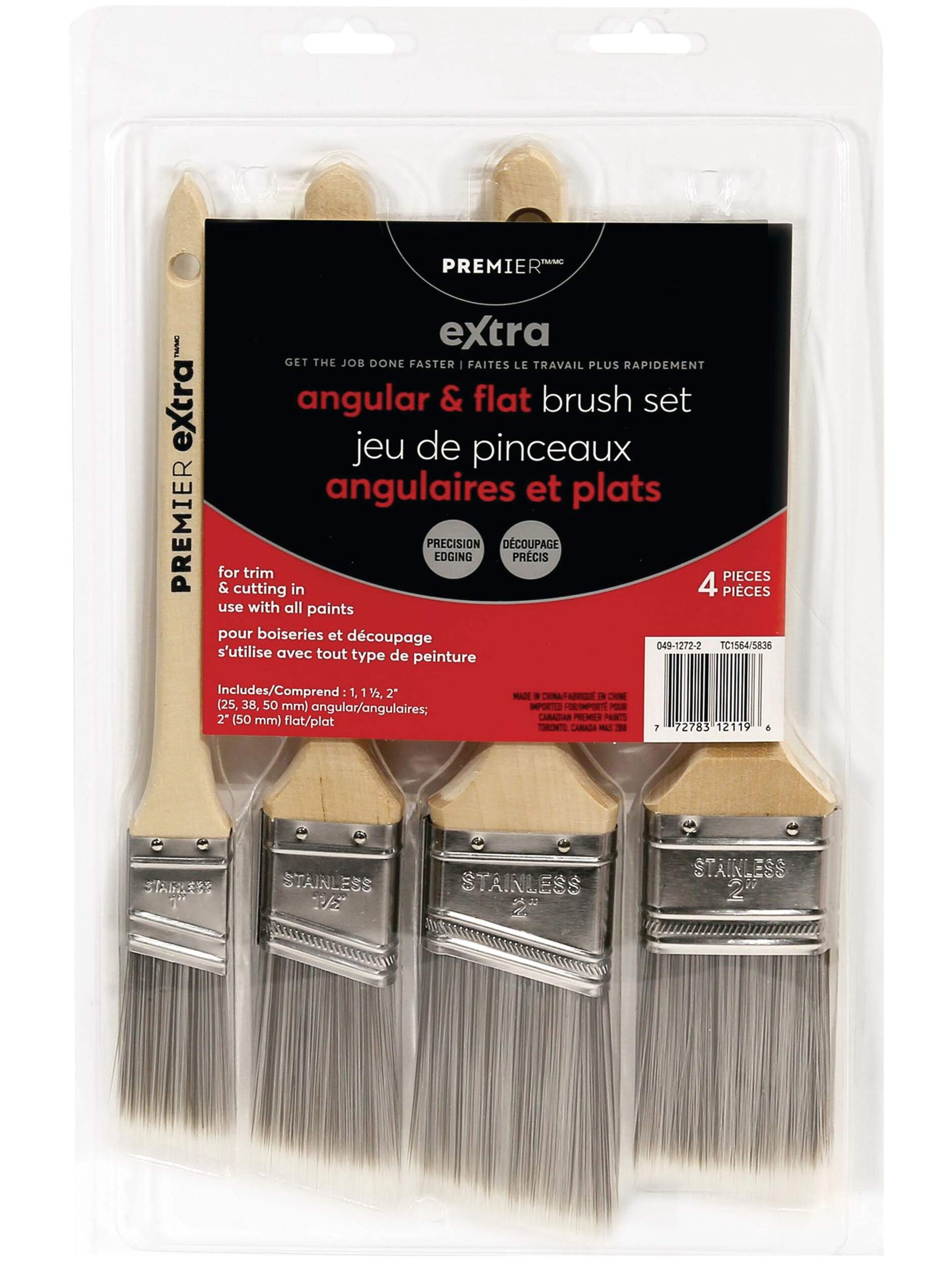 Premier Extra Angle Paint Brushes for Trim and Cutting, 4pk Canadian Tire