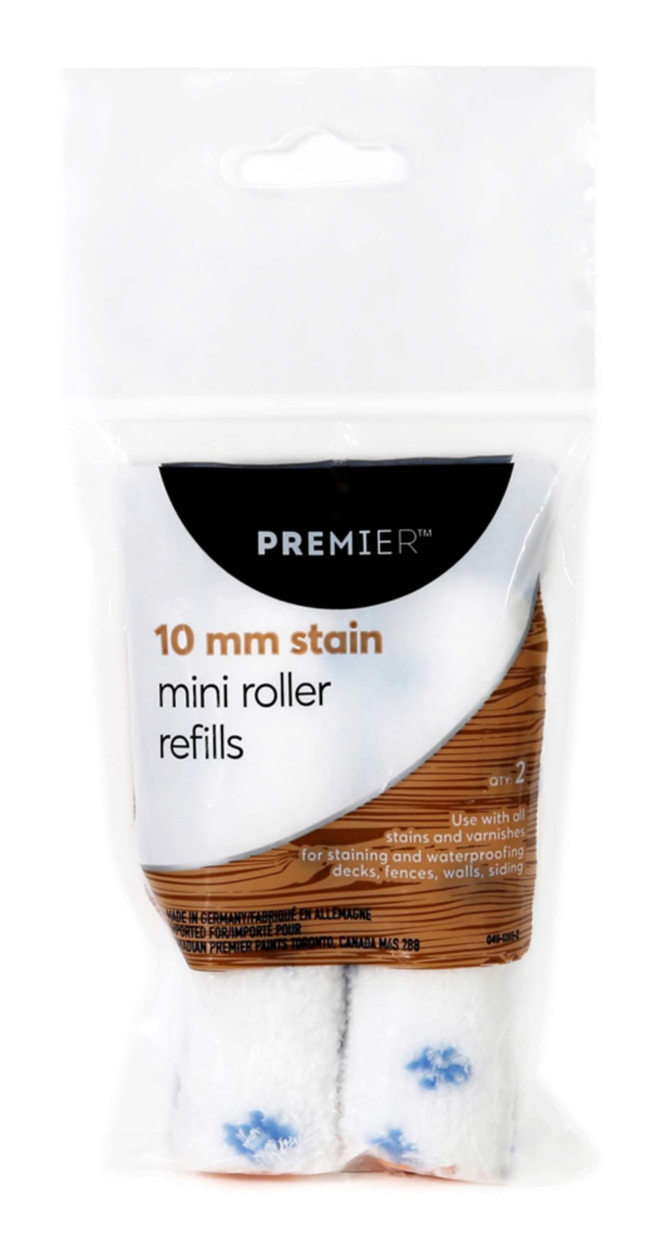 Premier Mini Lint-Free Microfibre Deck Stain Rollers, 2-pk, 4-in Front_Flat