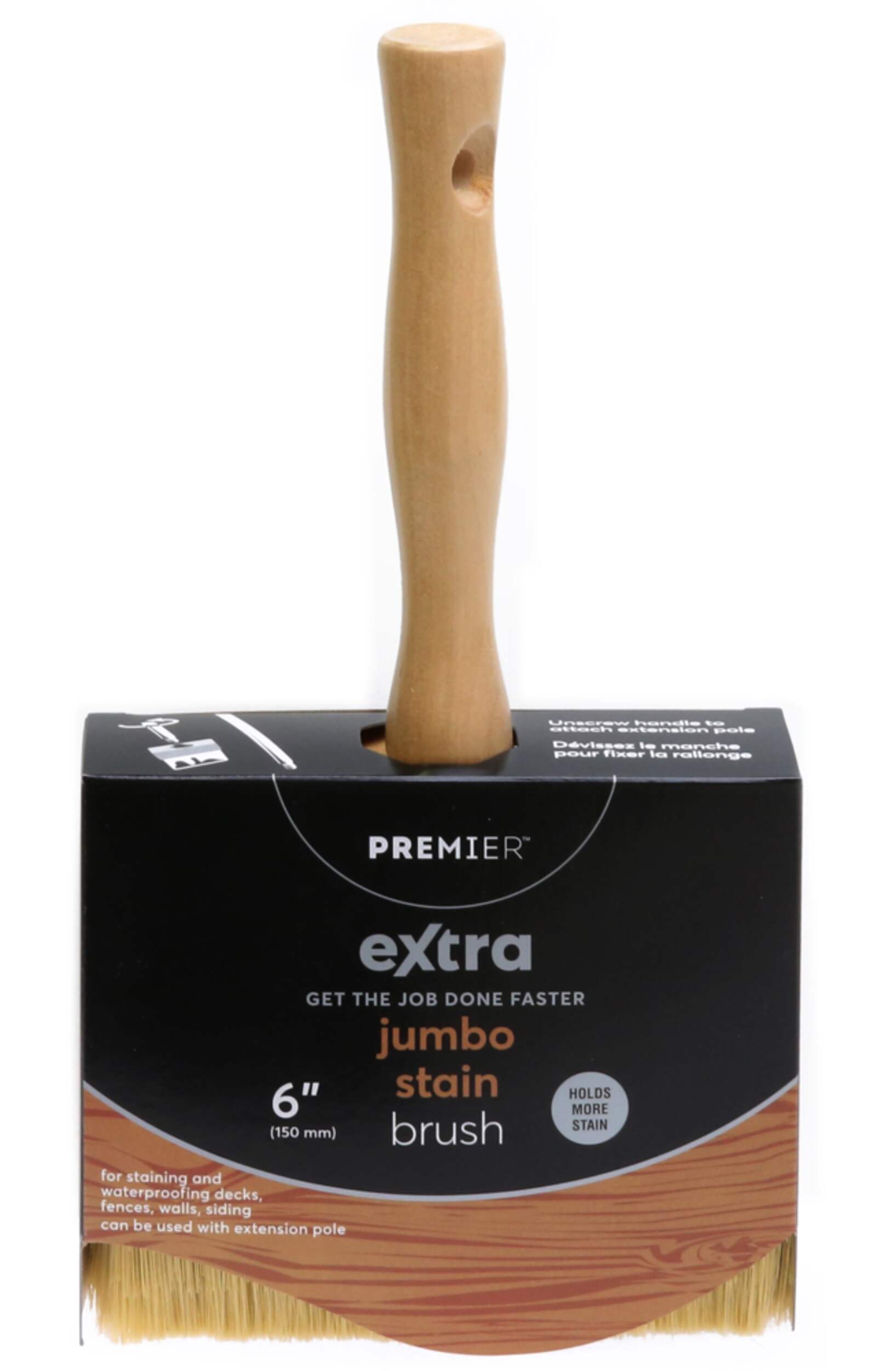 Premier Extra Jumbo Poly Stain Brush, 6-in Front_Flat