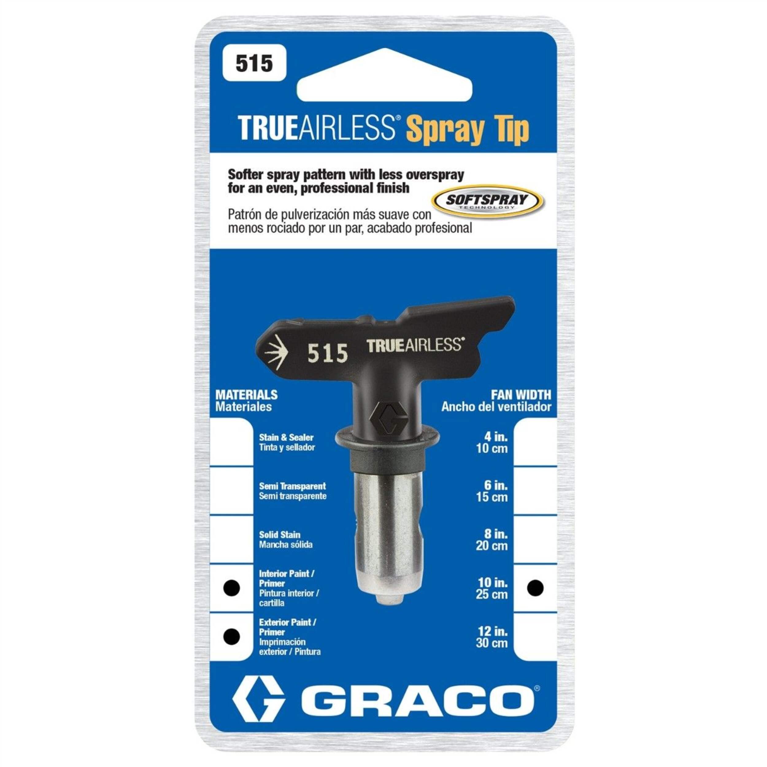 Graco TrueAirless 515 Spray Tip Black/Silver Front_Flat