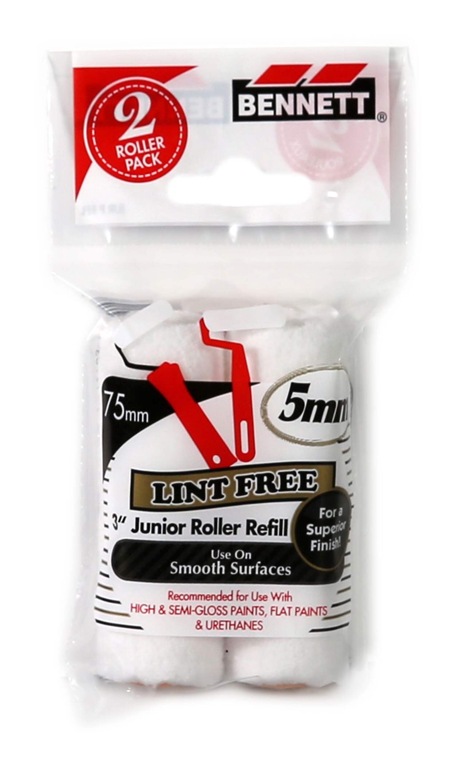 Mini rouleaux sans charpie Bennett, 3 po, paq. 2 Front_Flat
