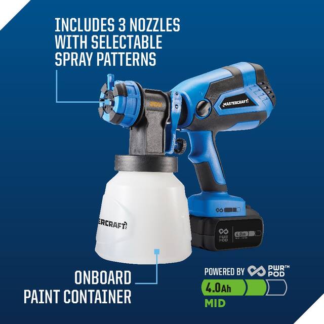 Mastercraft 20V Paint Sprayer w/ PWR POD 4.0 Ah Battery | Canadian Tire