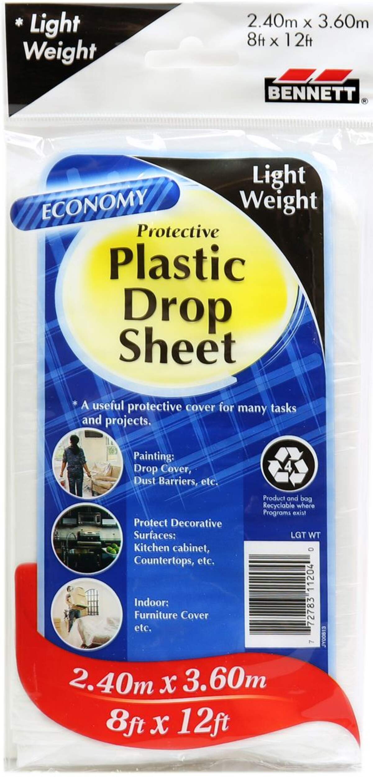 Bennett Light Weight Plastic Drop Sheets, 8-ft x 12-ft Front_Flat