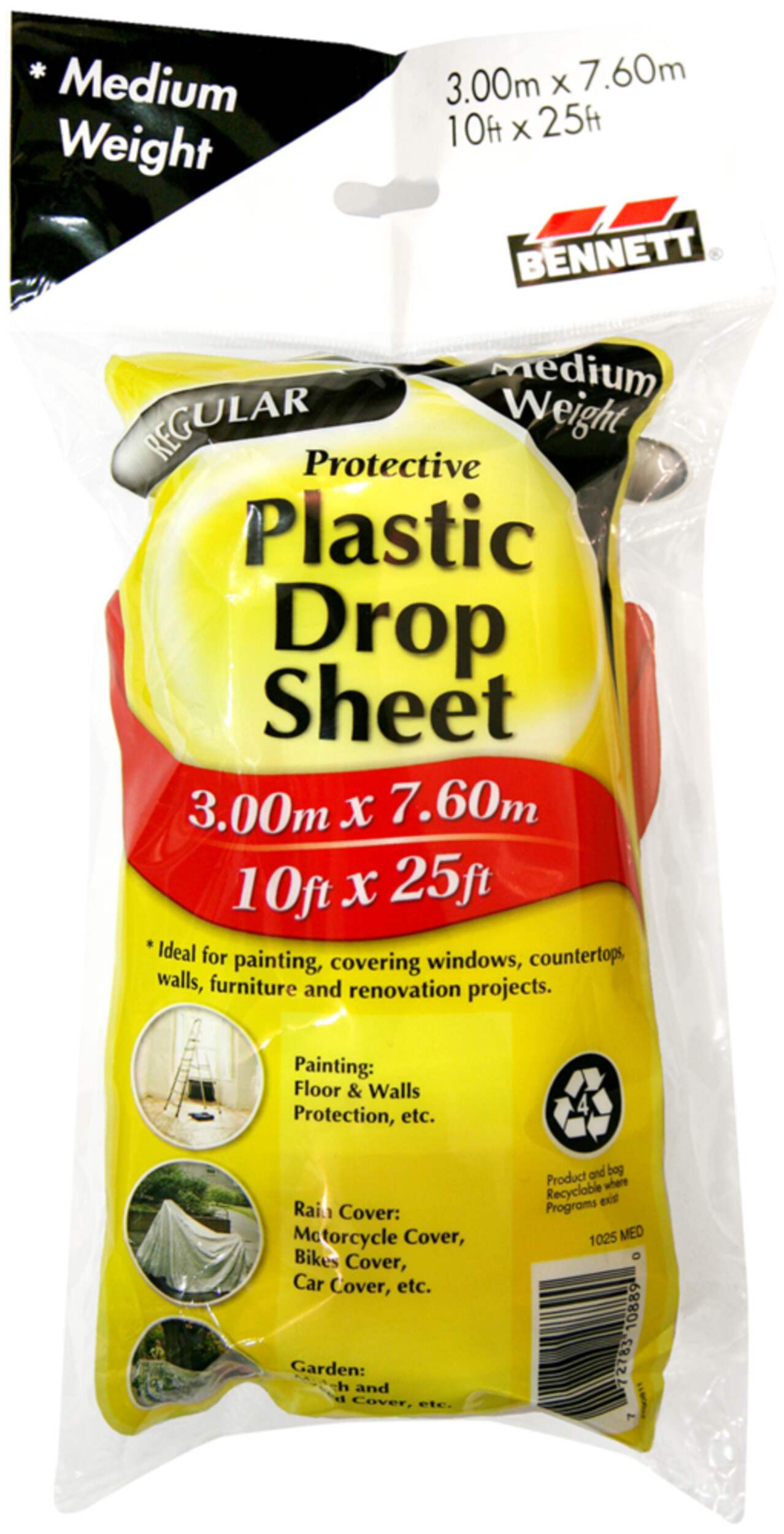 Toile de protection poids moyen en plastique Bennett 10 x 25 pi Front_Flat