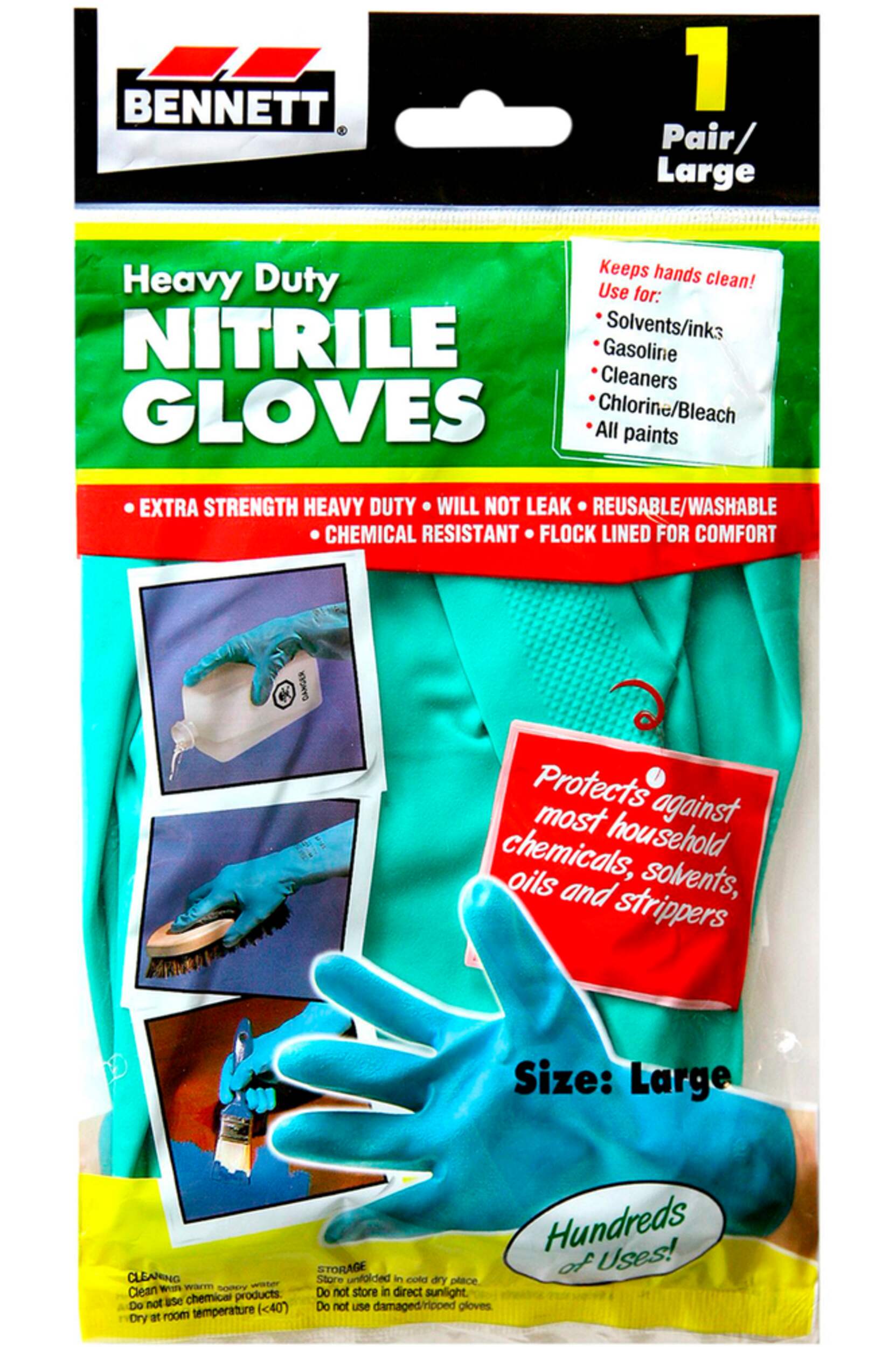 Gants robustes en nitrile Bennett, grand, paq. 1 Front_Flat