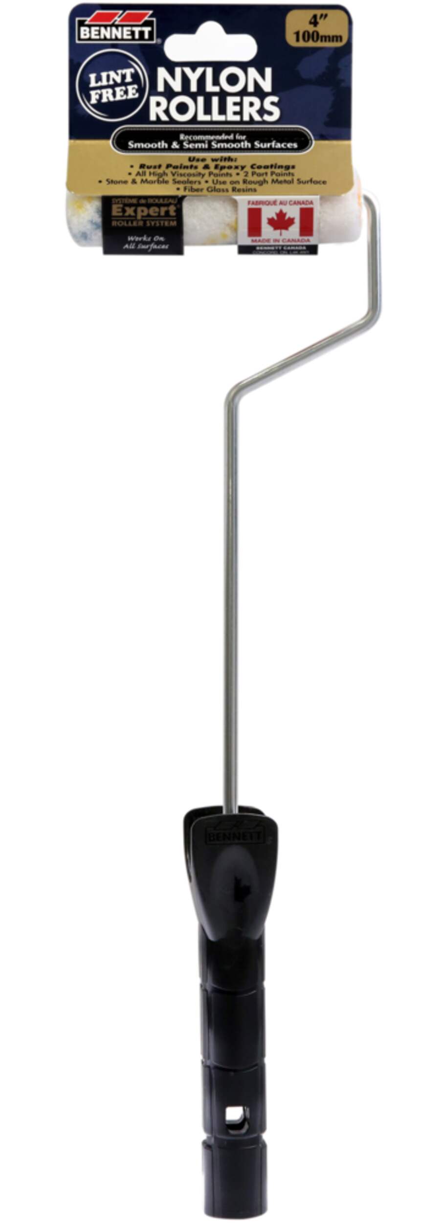 Rouleau en nylon sans charpie Bennett, 4 po Front_Flat