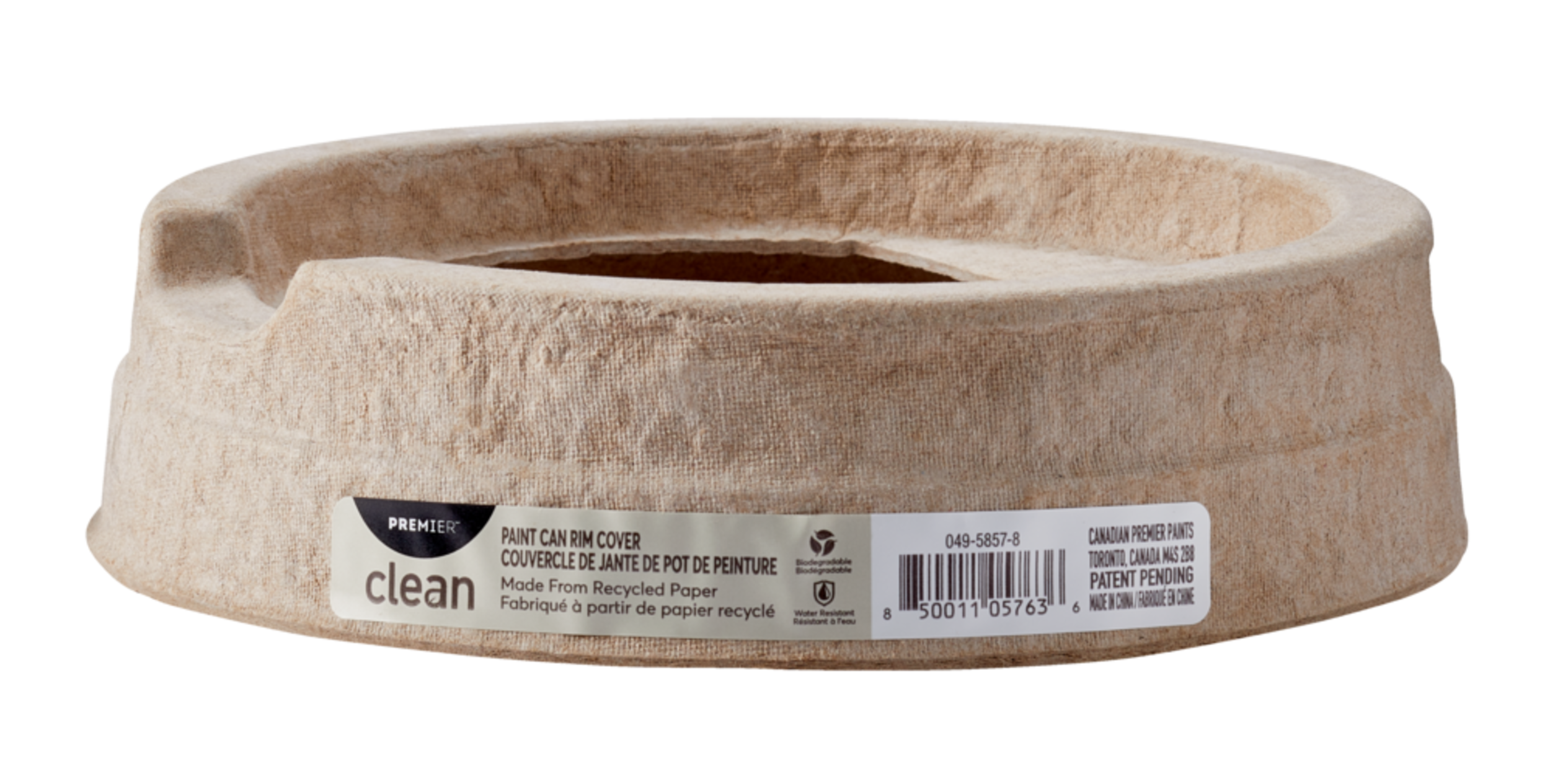 Couvercle de contenant de peinture Premier Clean en pâte de papier Front_Elevated