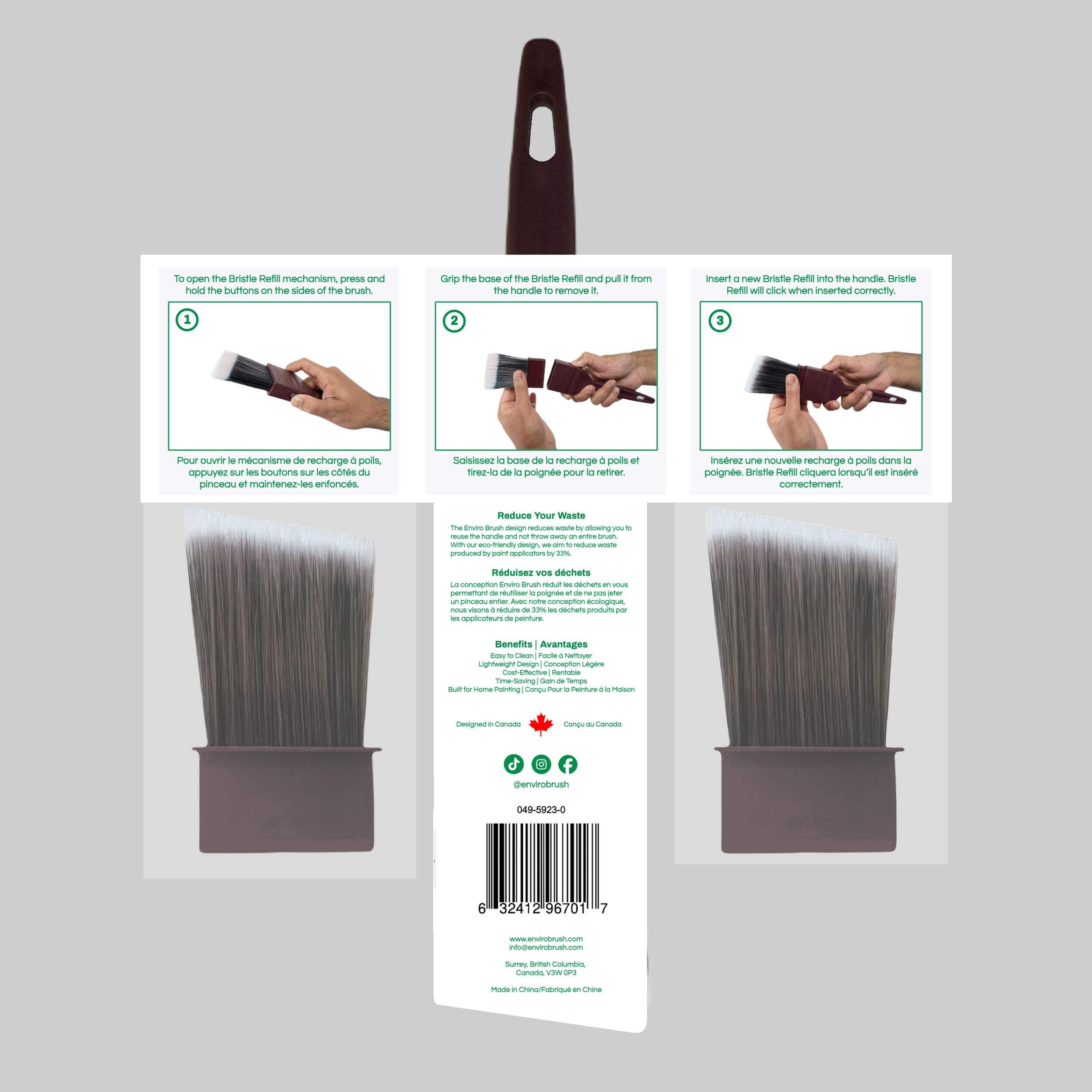 Pinceau angulaire pour bricoleur Enviro Brush Smart Brush, 2 po, paq. 3 Back_Flat