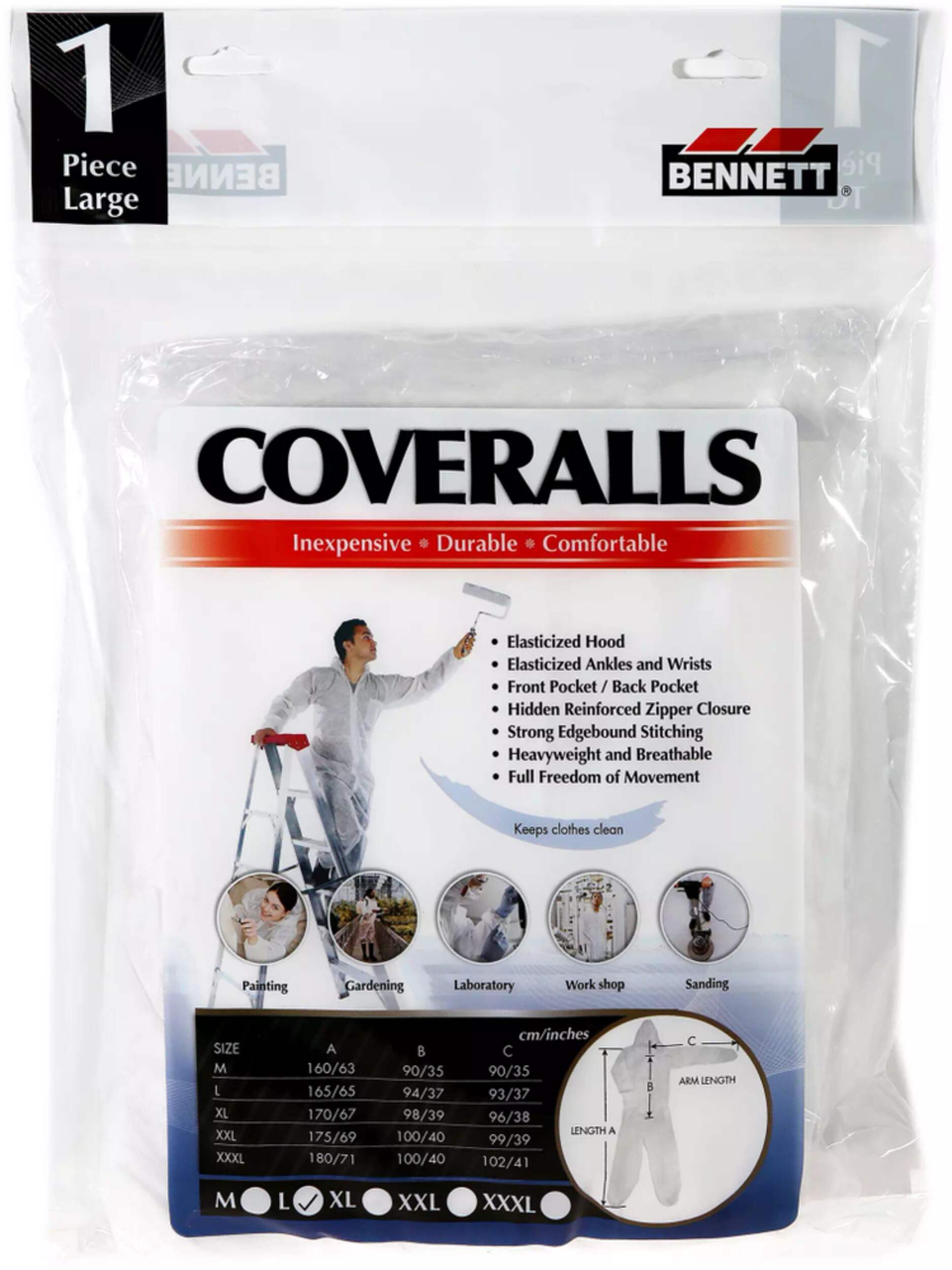 Bennett Paint Coveralls, White Front_Flat