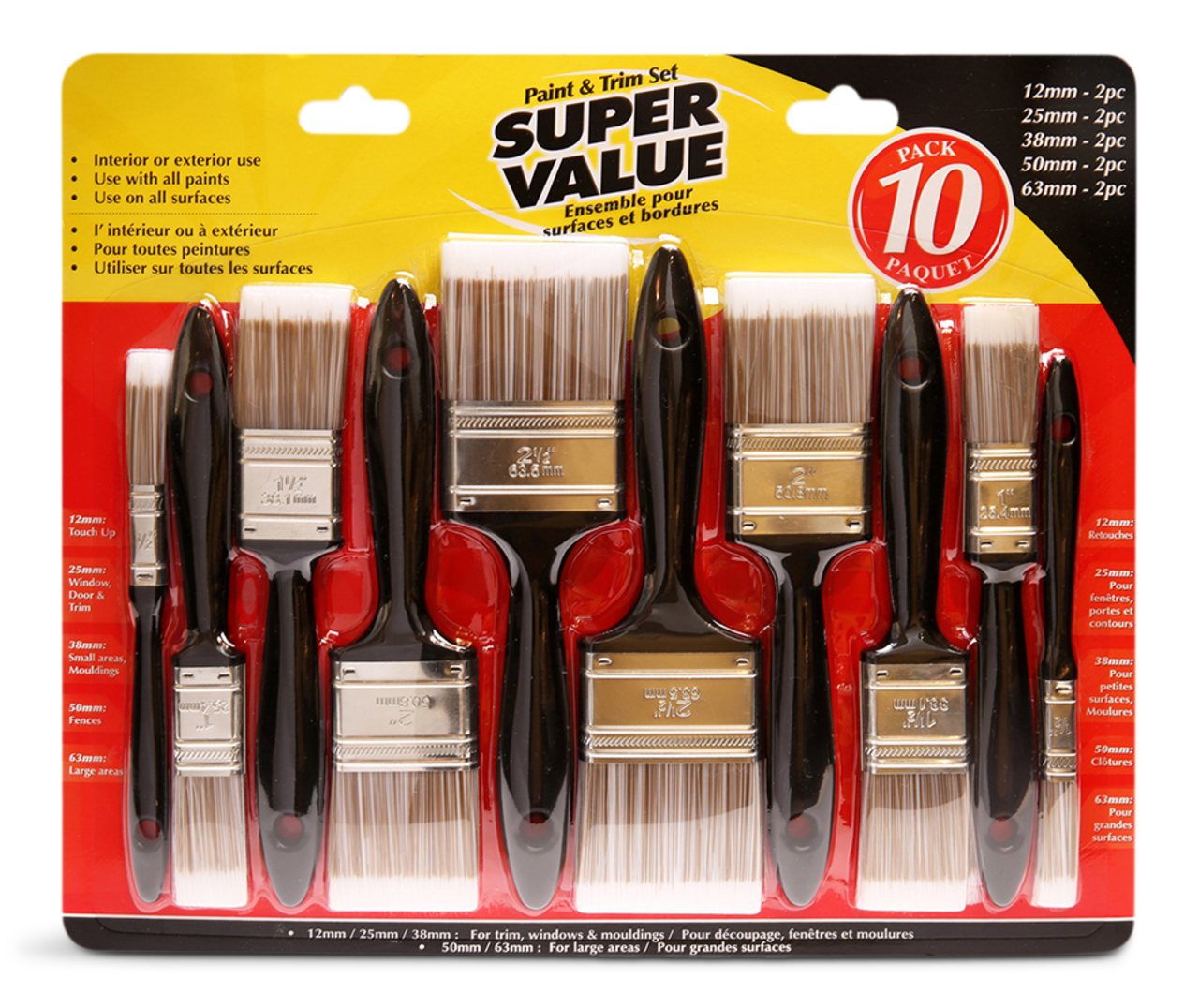 4 Sizes Trim Paint Brushes Edge Painting Tool Small Paint Brush 15-25Mm  With Wooden Handles, For Touch Up Wall Edge