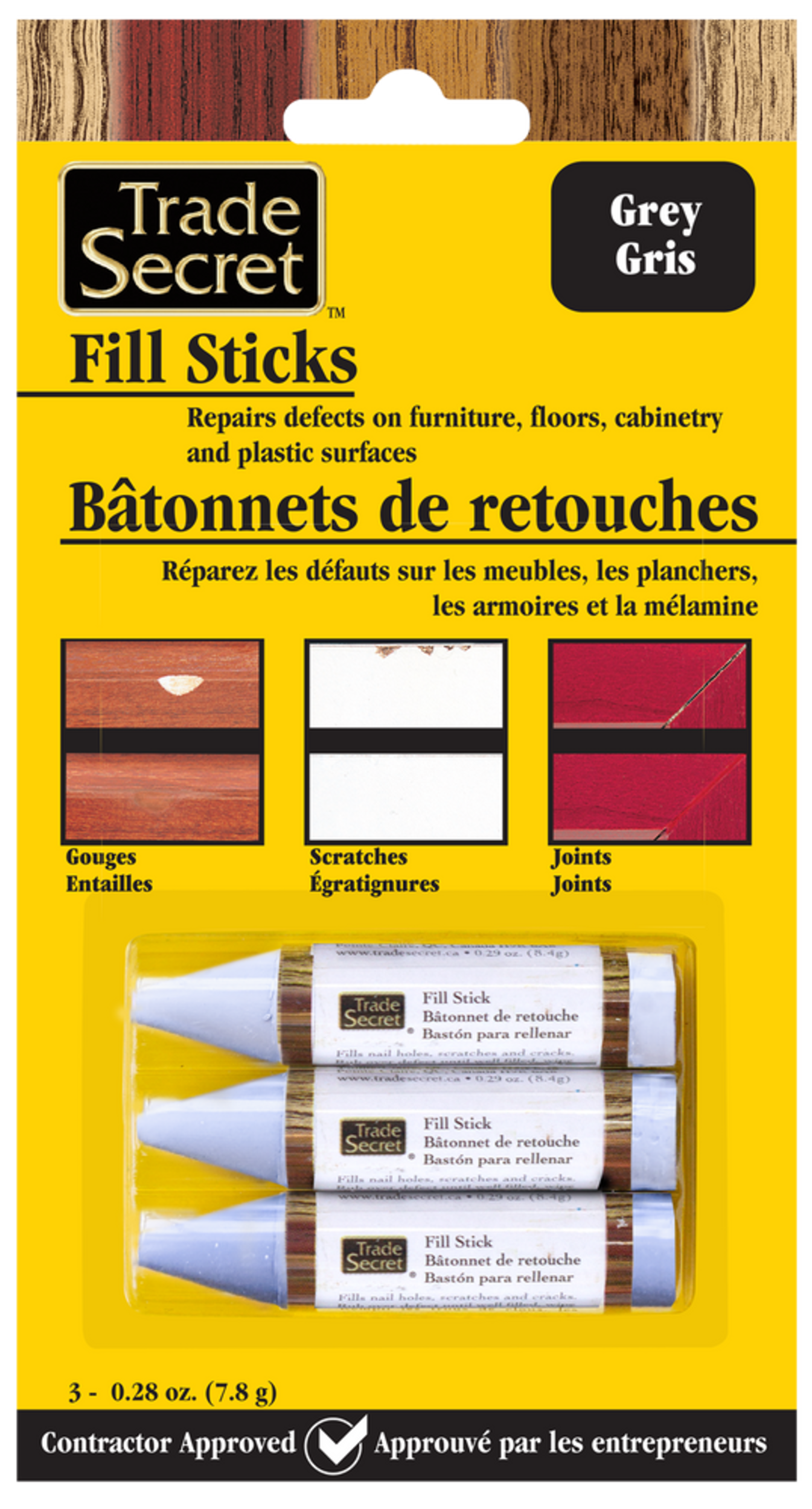 Trade Secret Wax Fill Sticks, Eco-Friendly & Fade Resistant, Grey, 3-pk Front_Flat