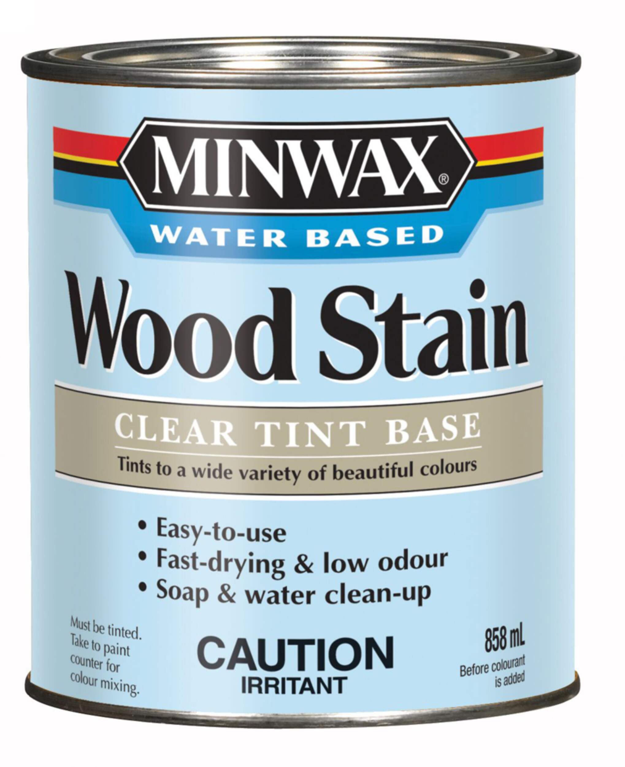 Teinture à bois à base d'eau Minwax, base à teinter transparente, 858&nbsp;mL/0,9&nbsp;pte Front_Flat