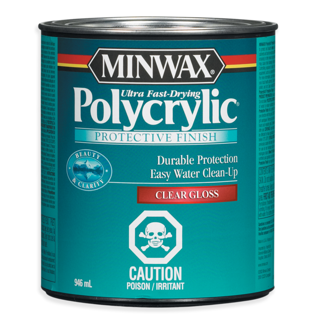 Minwax® UltraFast Drying WaterBased Polycrylic Protective Finish, Clear, 946mL/1qt