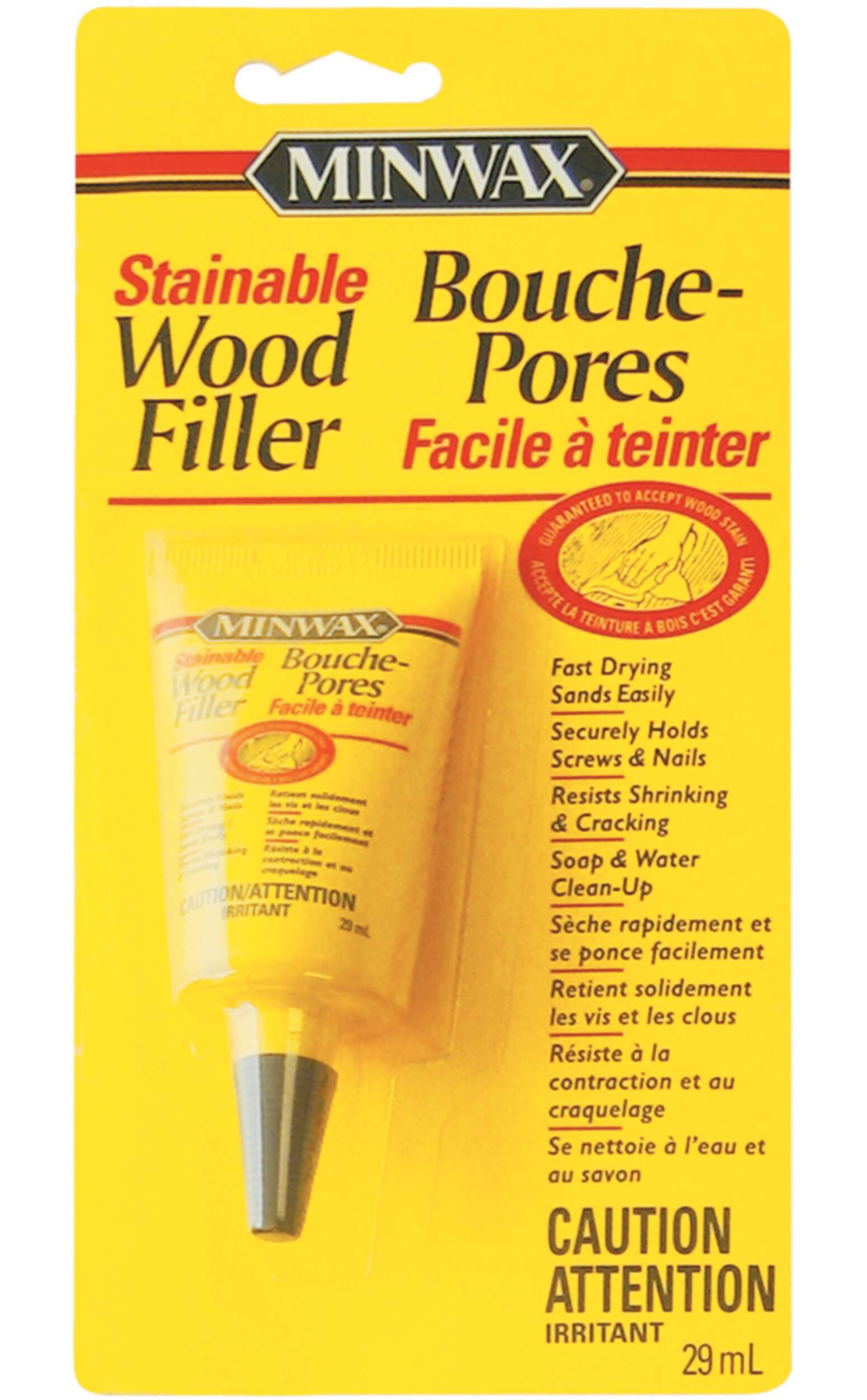 Bouche-pores pour l'intérieur et l'extérieur pouvant être teint Minwax, à base de latex, 29&nbsp;mL Front_Flat