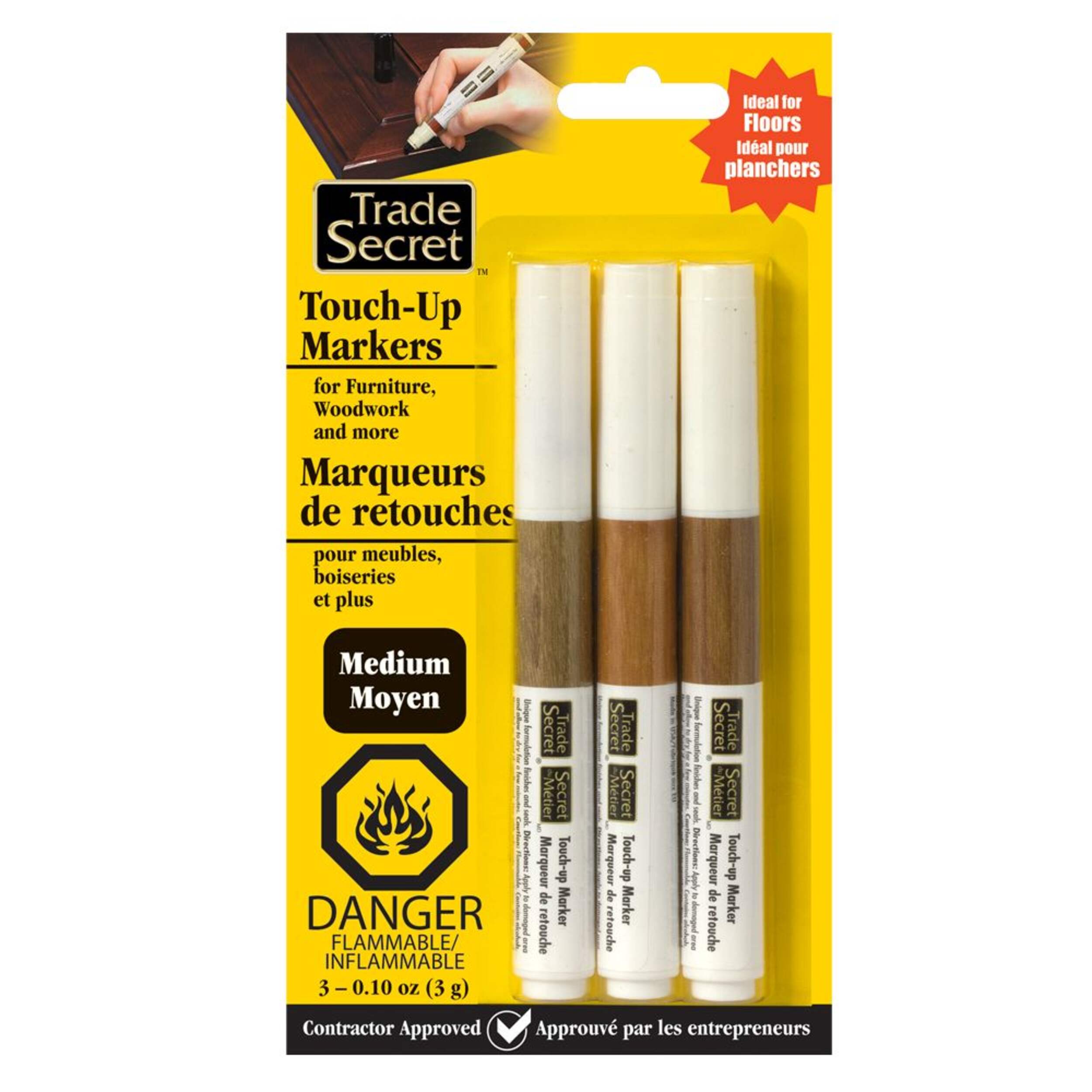 Trade Secret Medium Touch Up Markers for Wood, Medium Brown, 3-pk Front_Flat