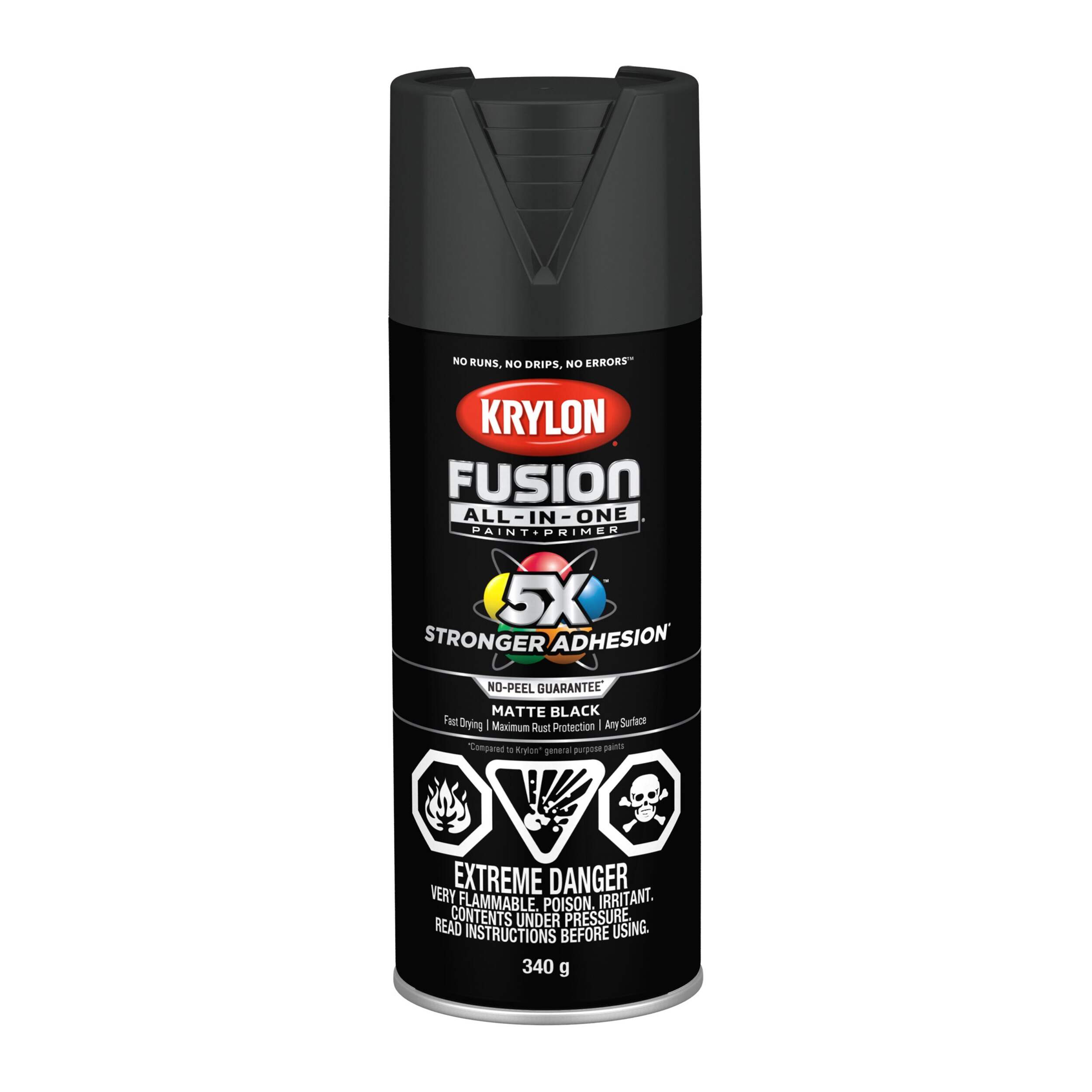 Krylon Fusion All-In-One® Spray Paint Aerosol, Matte, Black, 340-g Front_Flat