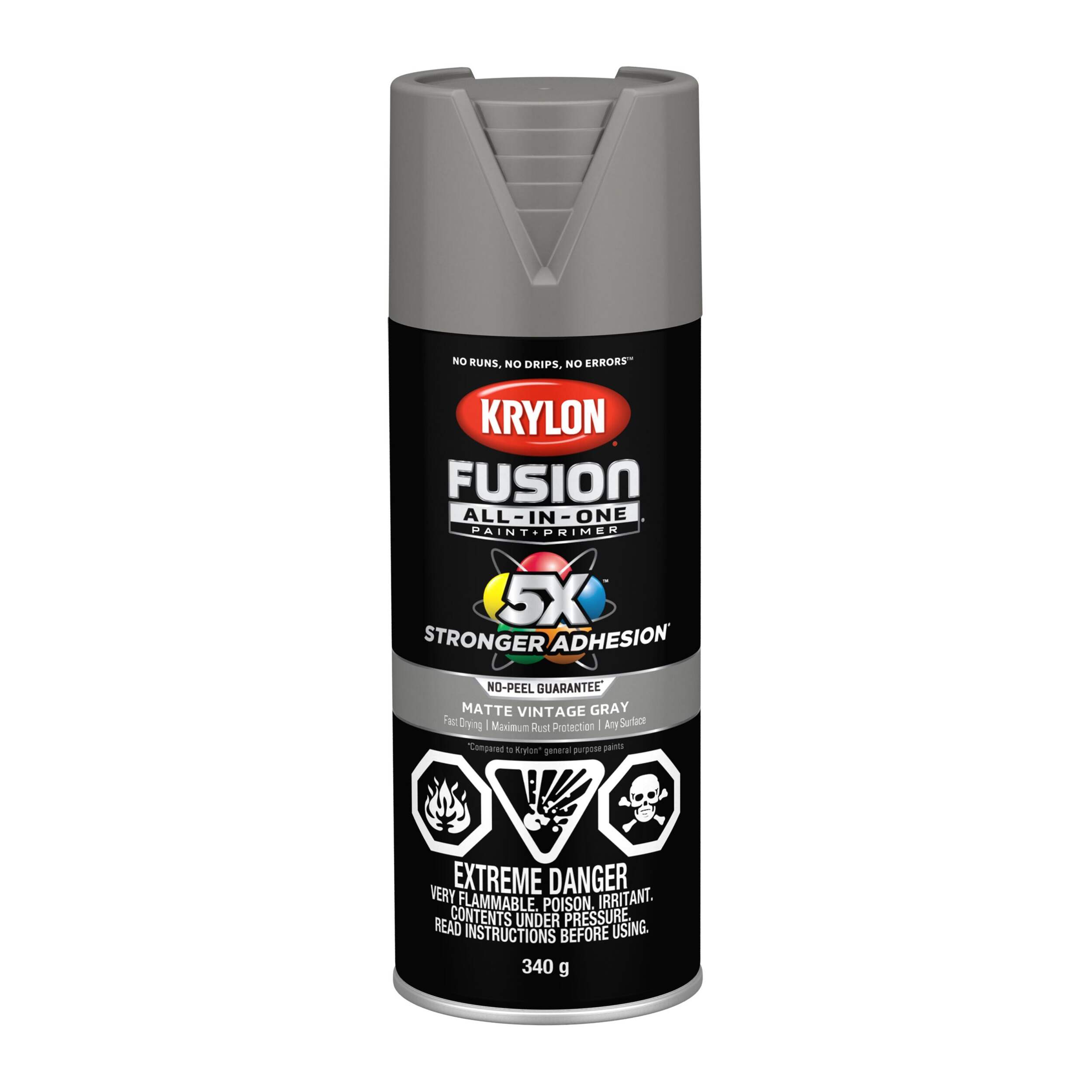 Krylon Fusion All-In-One® Spray Paint Aerosol, Matte, Vintage Grey, 340-g Front_Flat