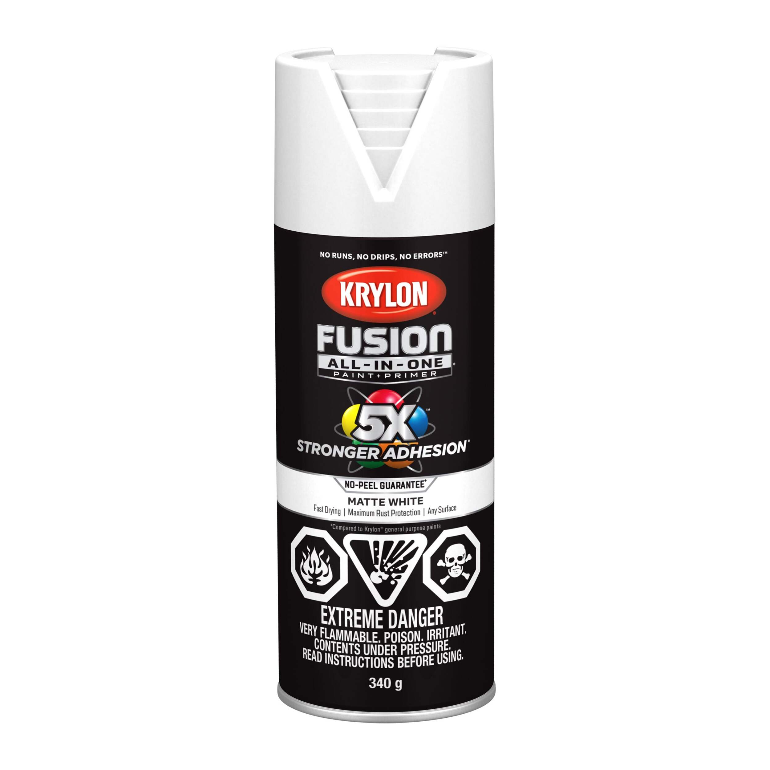 Krylon Fusion All-In-One® Spray Paint Aerosol, Matte, White, 340-g Front_Flat