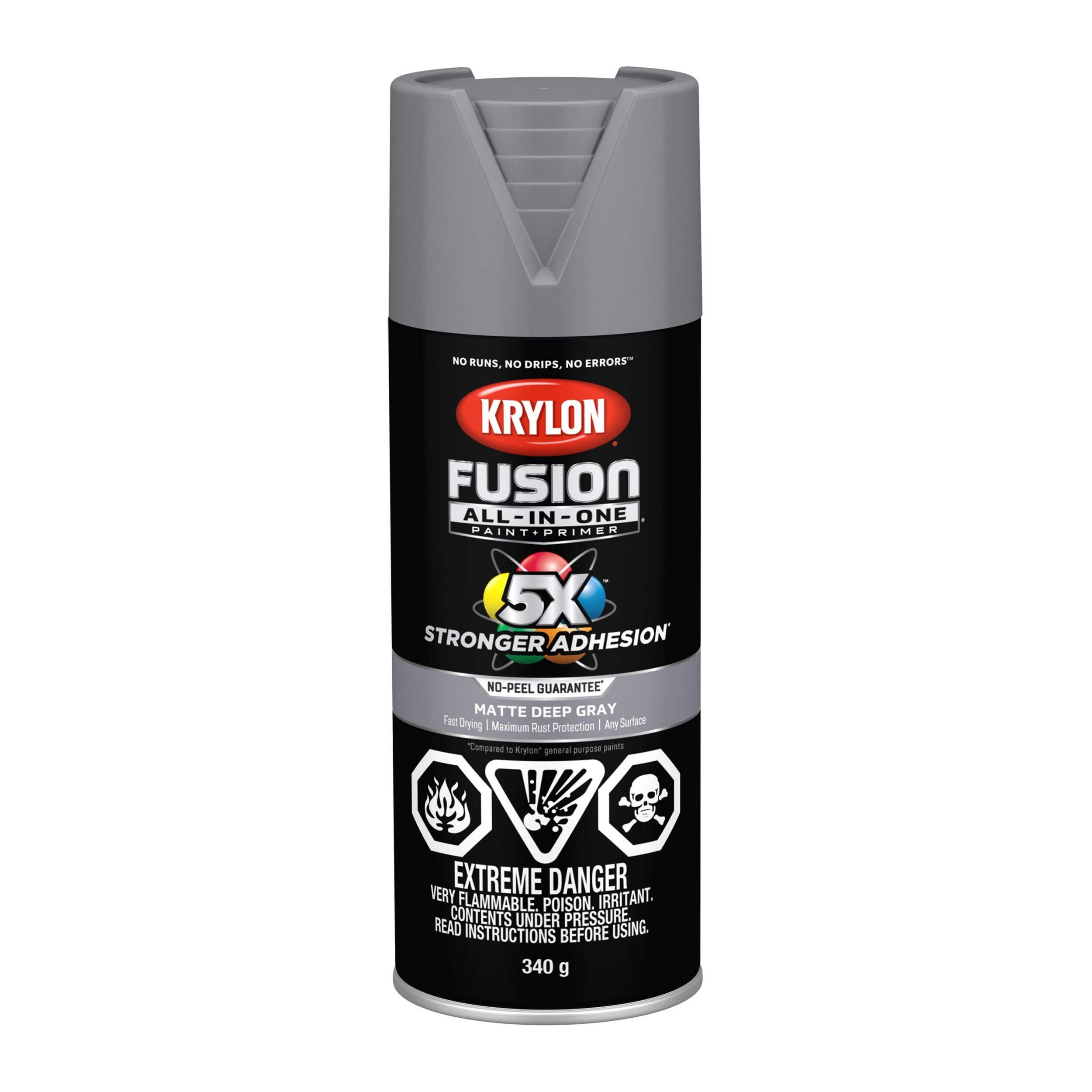 Krylon Fusion All-In-One® Spray Paint Aerosol, Matte, Deep Grey, 340-g Front_Flat