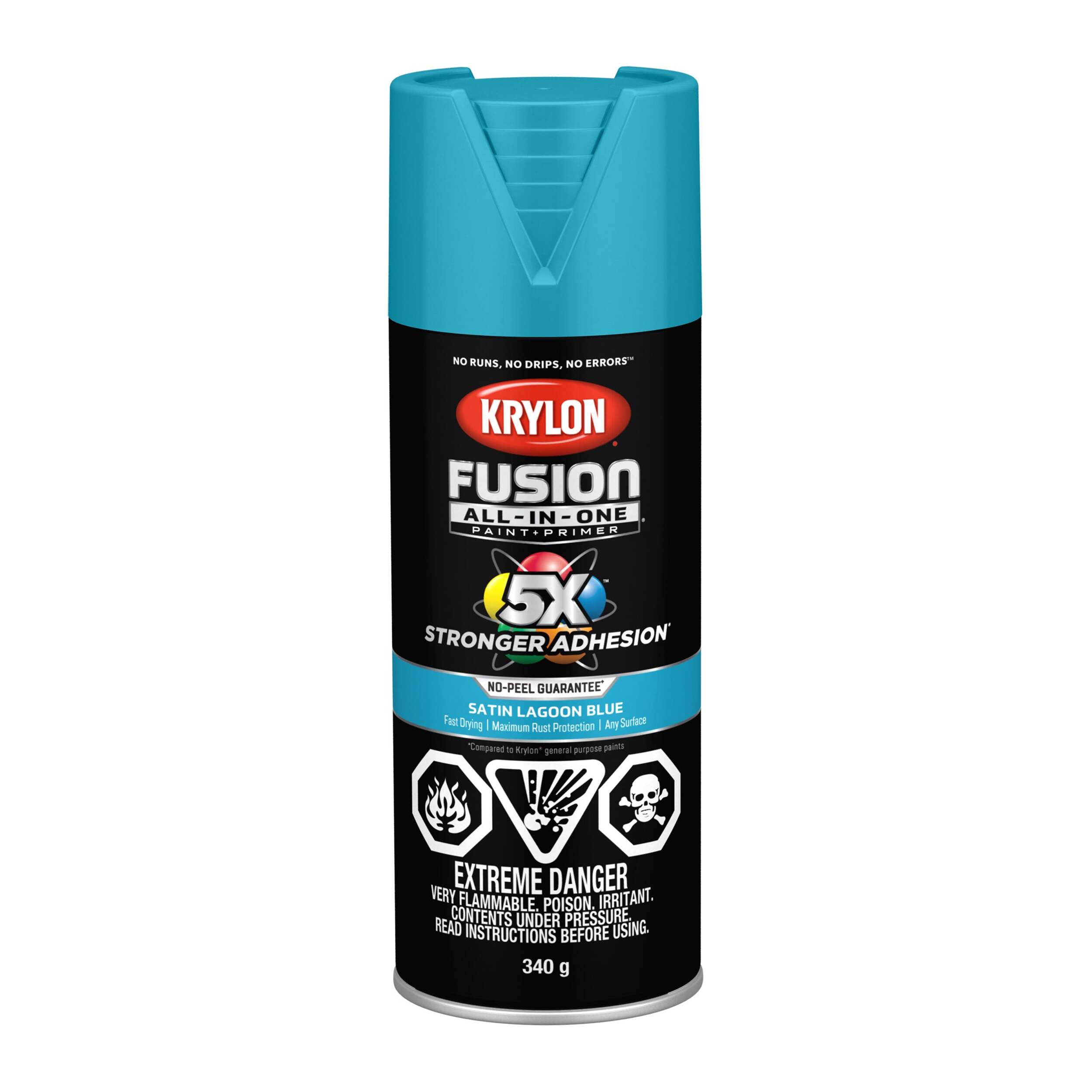 Krylon Fusion All-In-One® Spray Paint Aerosol, Satin, Lagoon Blue, 340-g Front_Flat