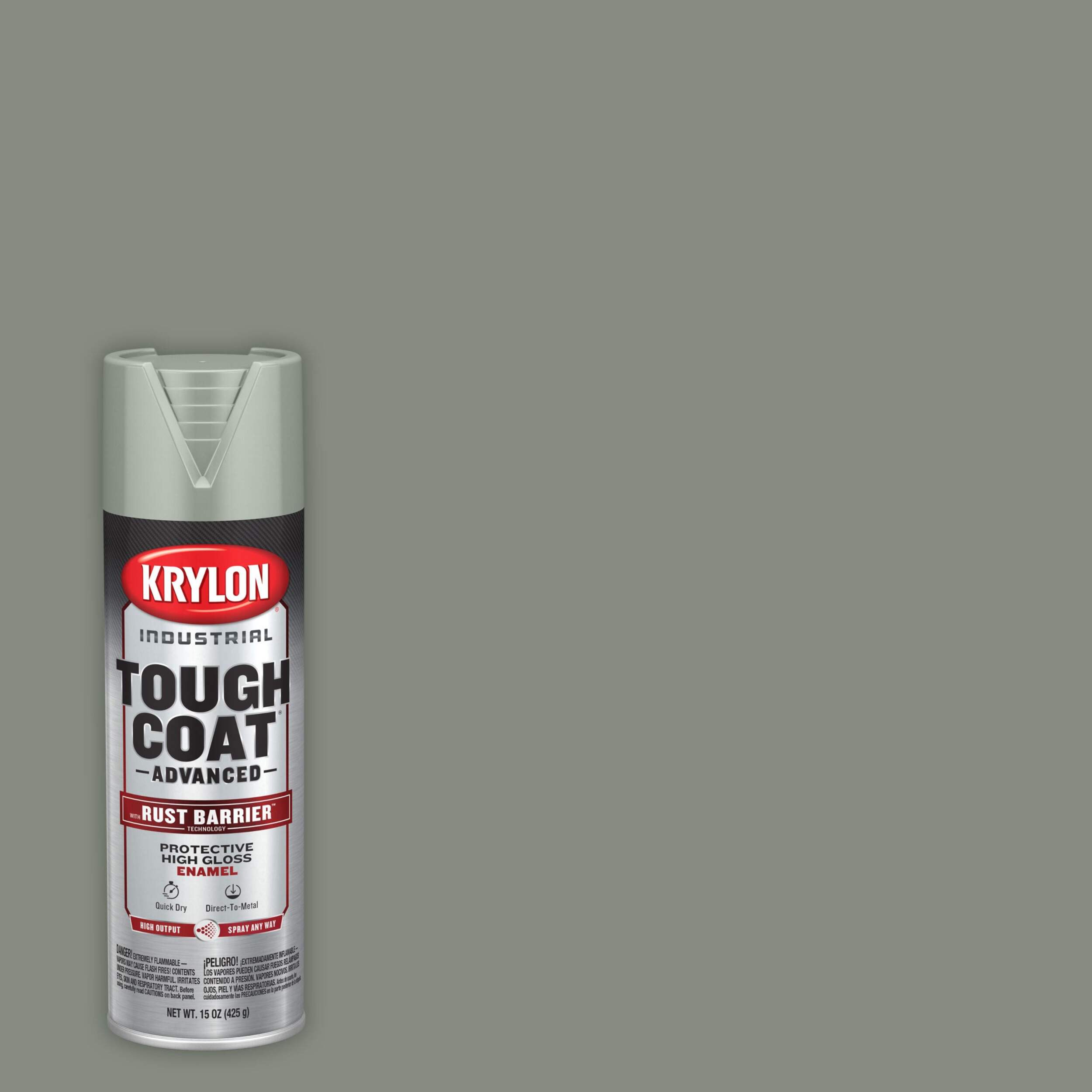 Krylon Industrial™ Tough Coat® Advanced Rust Spray Aerosol, Gloss, LT Machinery Grey, 425-g Front_Flat
