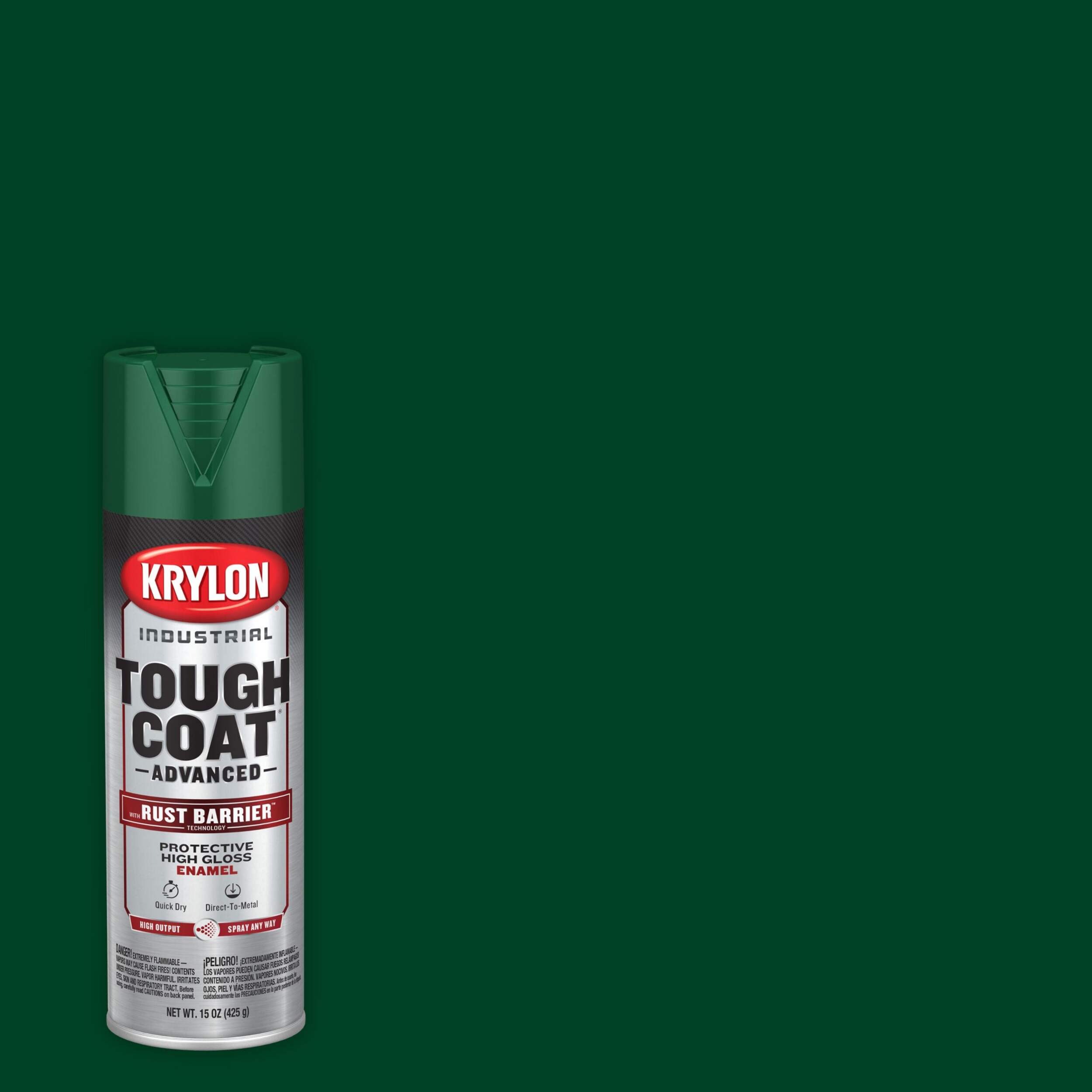 Krylon Industrial™ Tough Coat® Advanced Rust Spray Aerosol, Gloss, Dark Green, 425-g Front_Flat