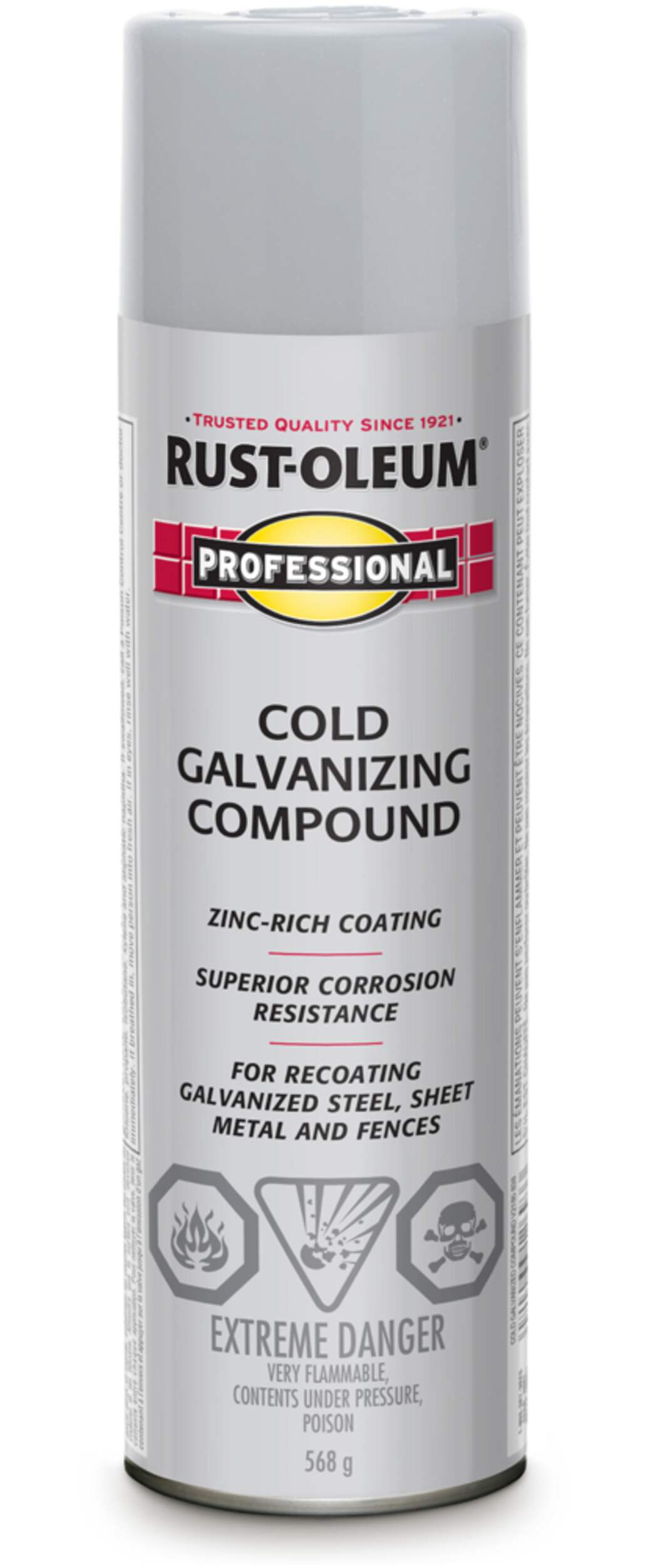 Rust-Oleum® Professional Cold Galvanizing Compound Aerosol Spray Paint, Zinc Coating, 568-g Front_Flat