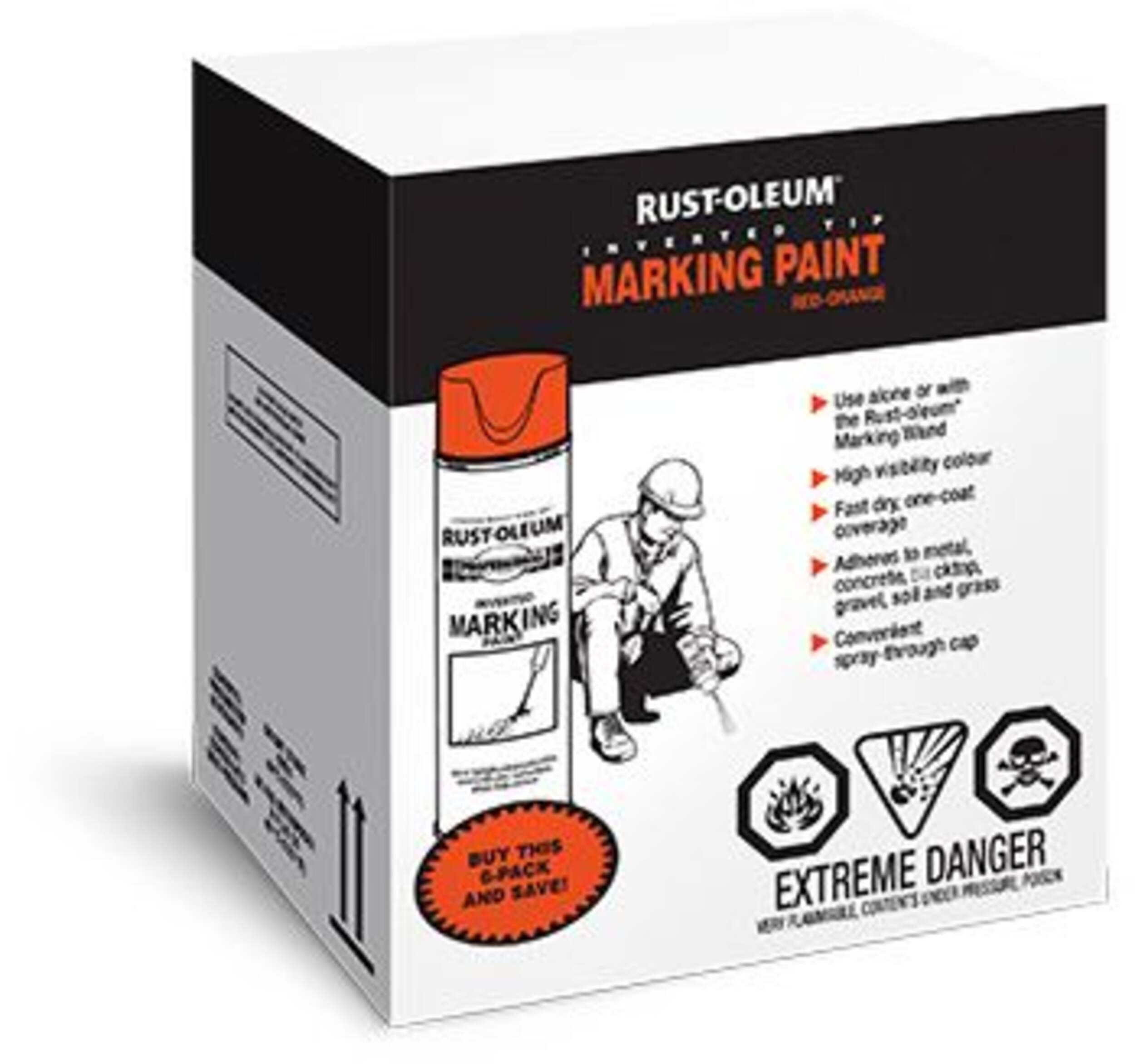 Rust-Oleum Professional Marking Paint, Red-Orange, 12-pk Front_Three_Fourths_Angled_Right