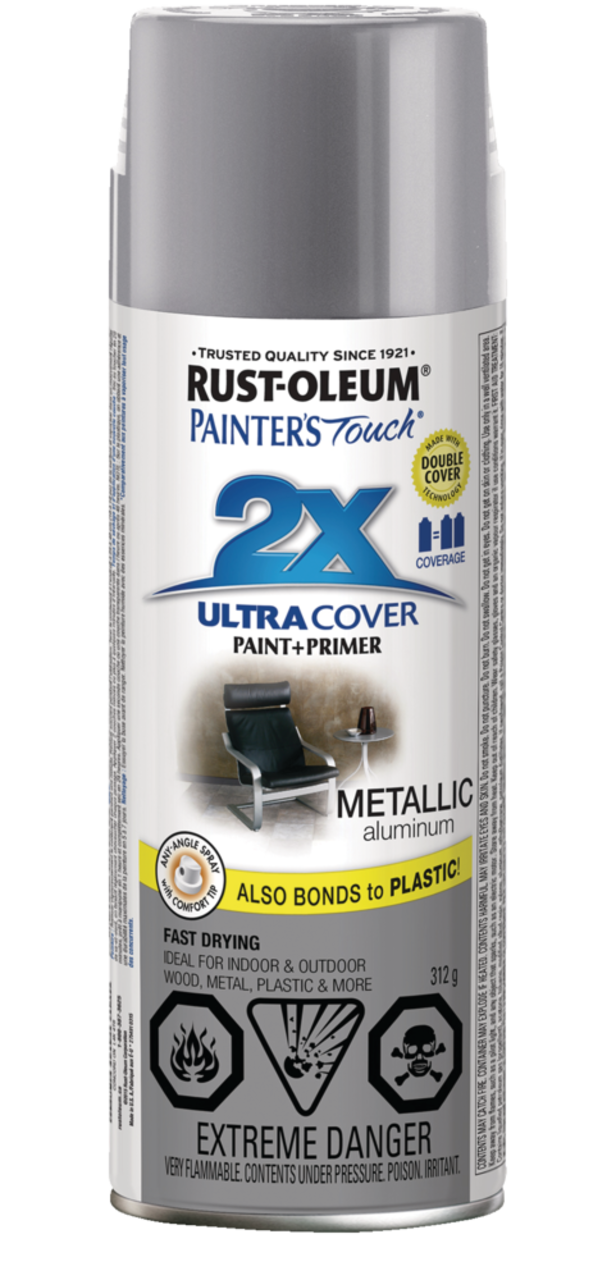 Rust-Oleum® Painter's Touch 2X Ultra Cover Multi-Purpose Aerosol Spray  Paint & Primer, Metallic Aluminum, 340-g