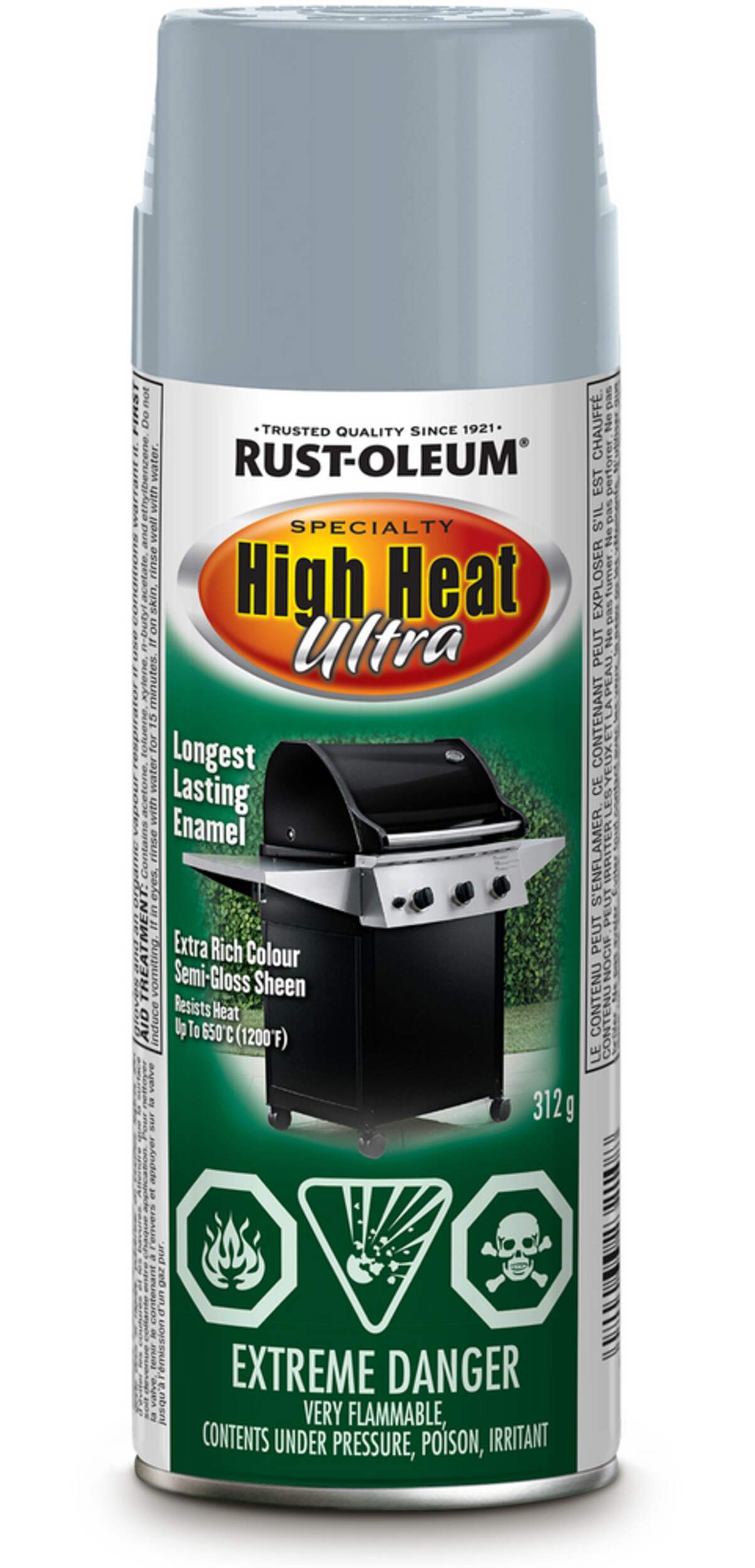 Rust-Oleum® Specialty High Heat Ultra Metal Enamel Aerosol Spray Paint, Silver, 312-g Front_Flat