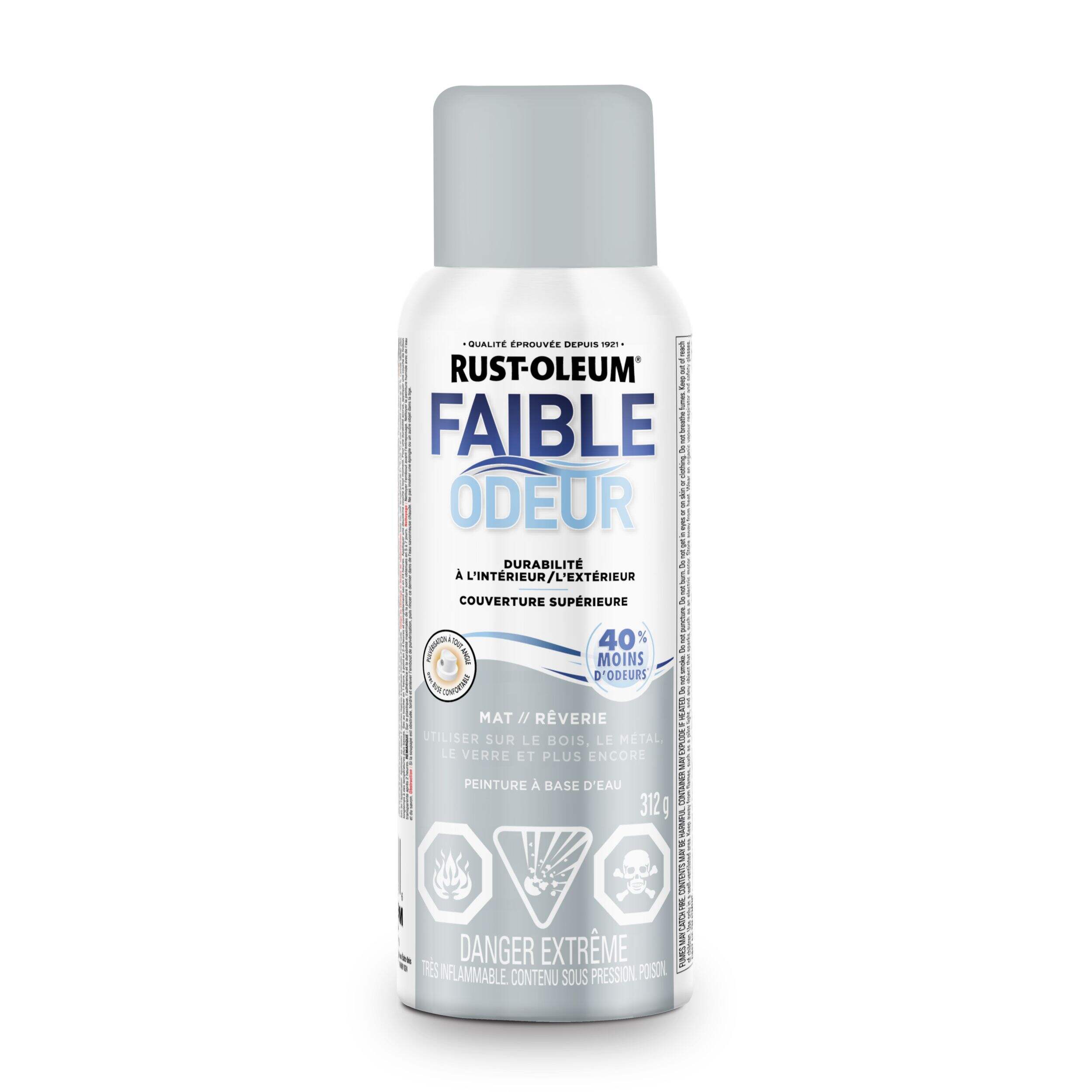 Peinture en aérosol à base d'eau à faible odeur Rust-Oleum, mat, rêverie, 312 g Front_Flat