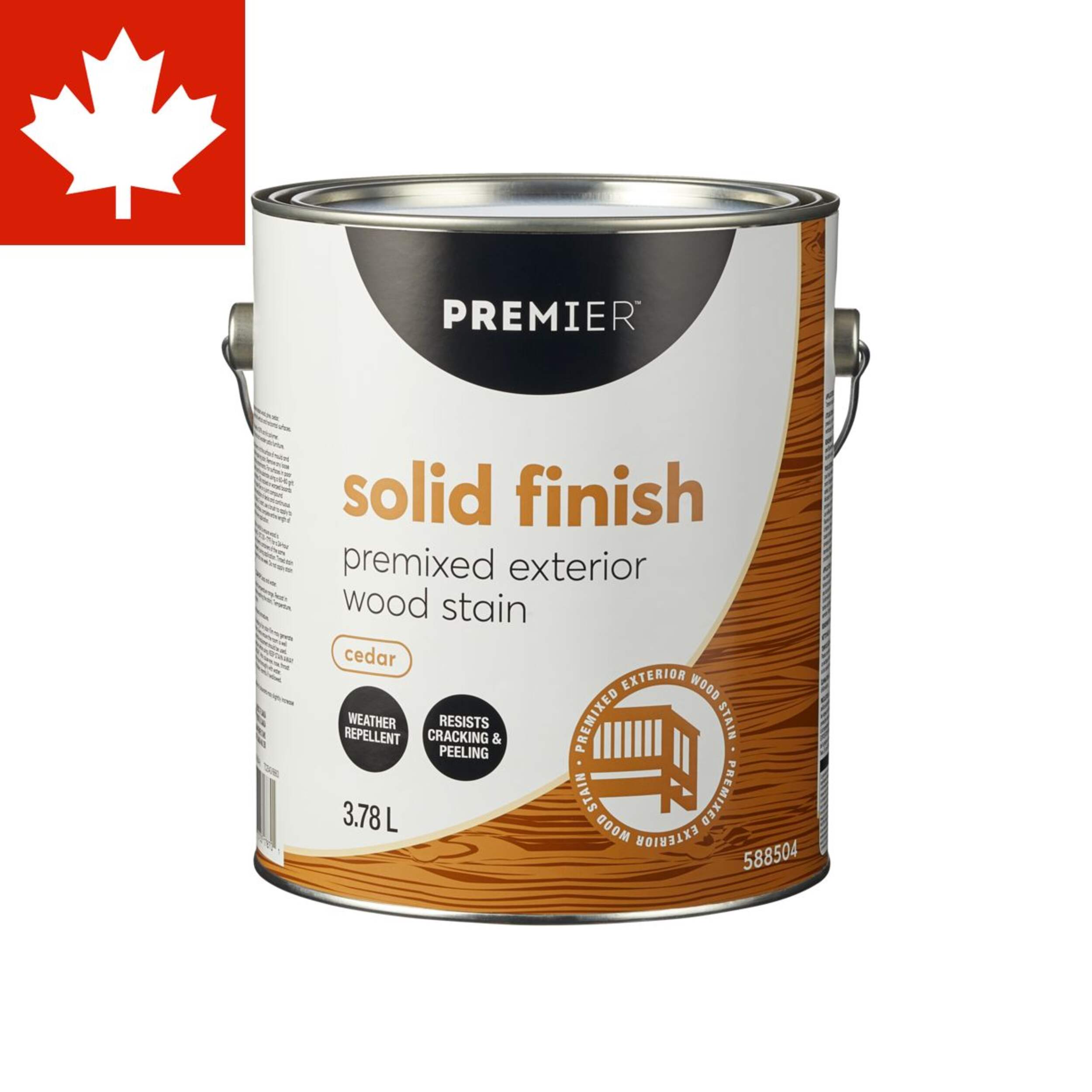 Premier Premixed Exterior Wood Stain, Solid, Cedar, 3.78-L/1-Gallon Front_Elevated