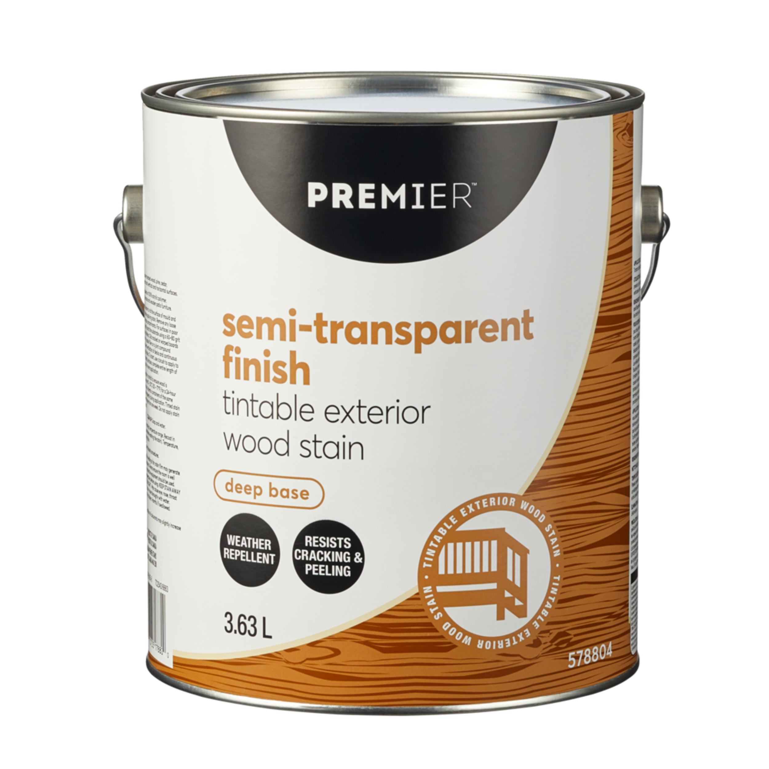 Premier Tintable Exterior Wood Stain, Semi-Transparent, 3.63-L Front_Elevated