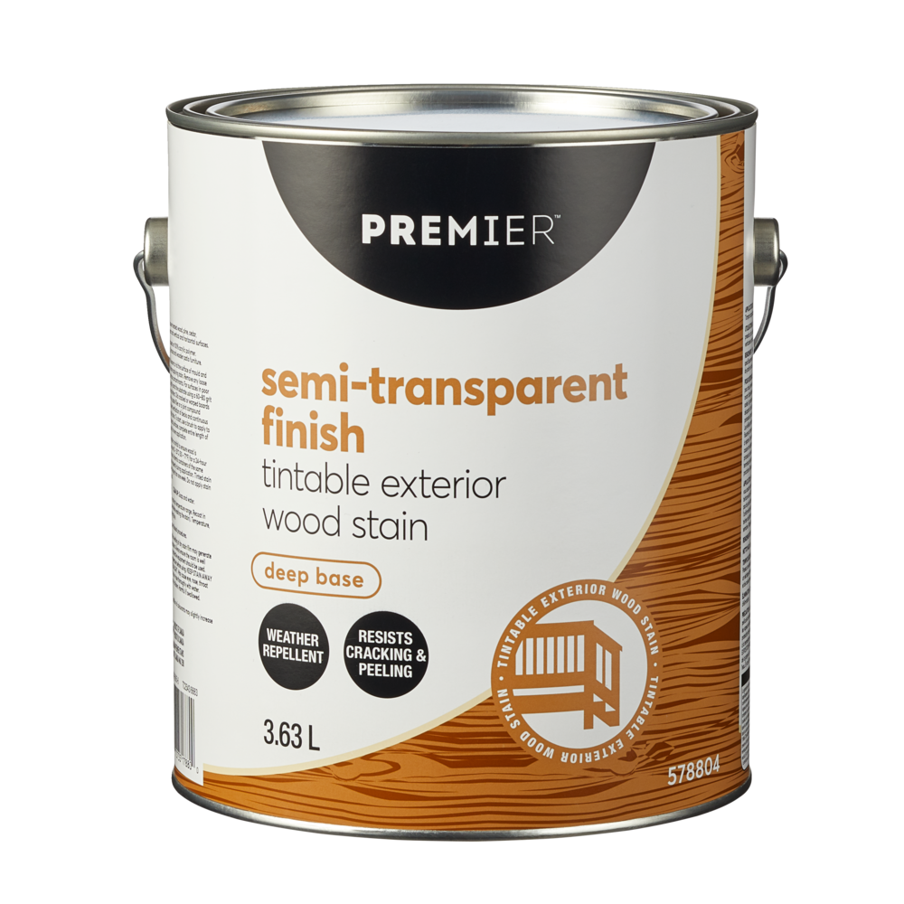 Premier Tintable Exterior Wood Stain, SemiTransparent, 3.78L/1Gallon