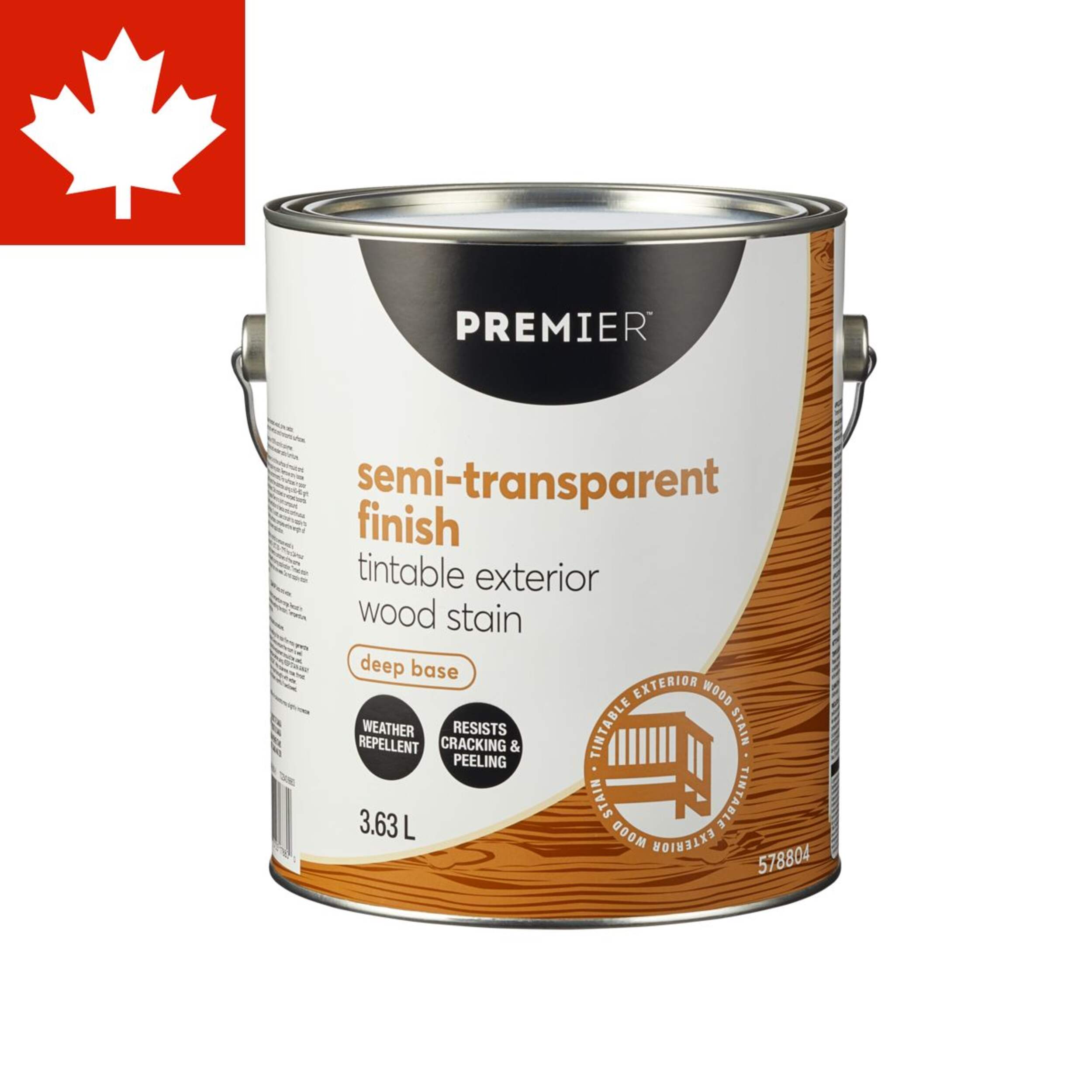 Premier Tintable Exterior Wood Stain, Semi-Transparent, 3.63-L Front_Elevated