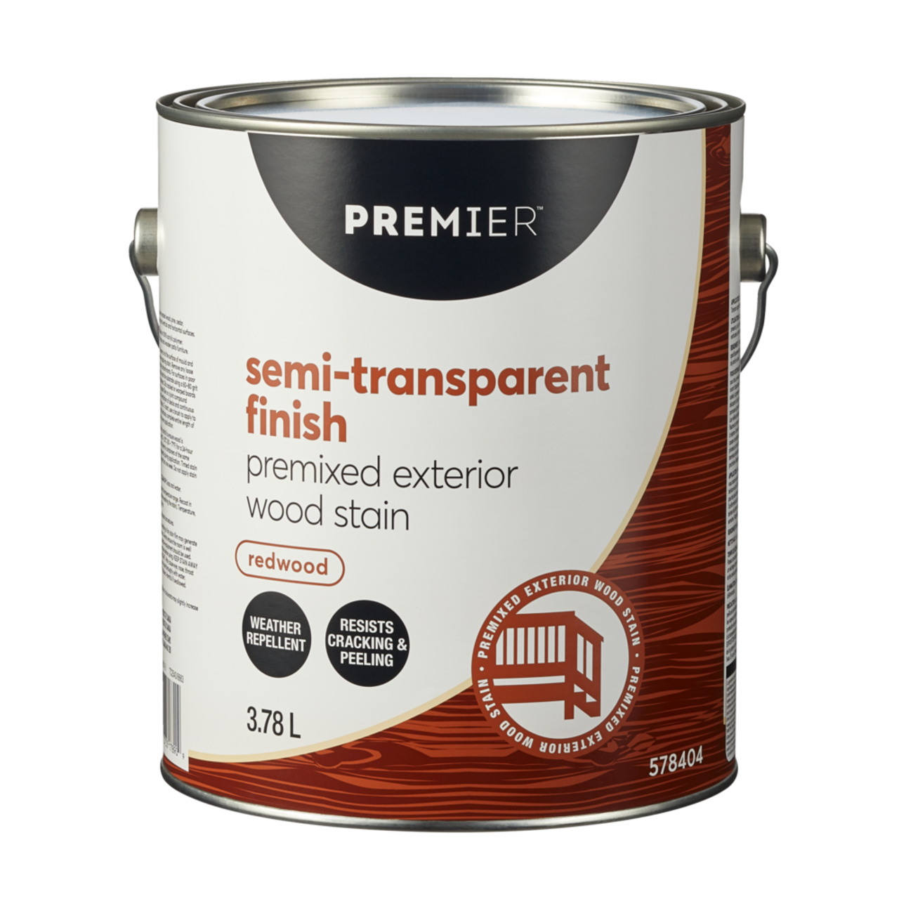 Premier Premixed Exterior Wood Stain, Semi-Transparent, Redwood,  3.78-L/1-Gallon