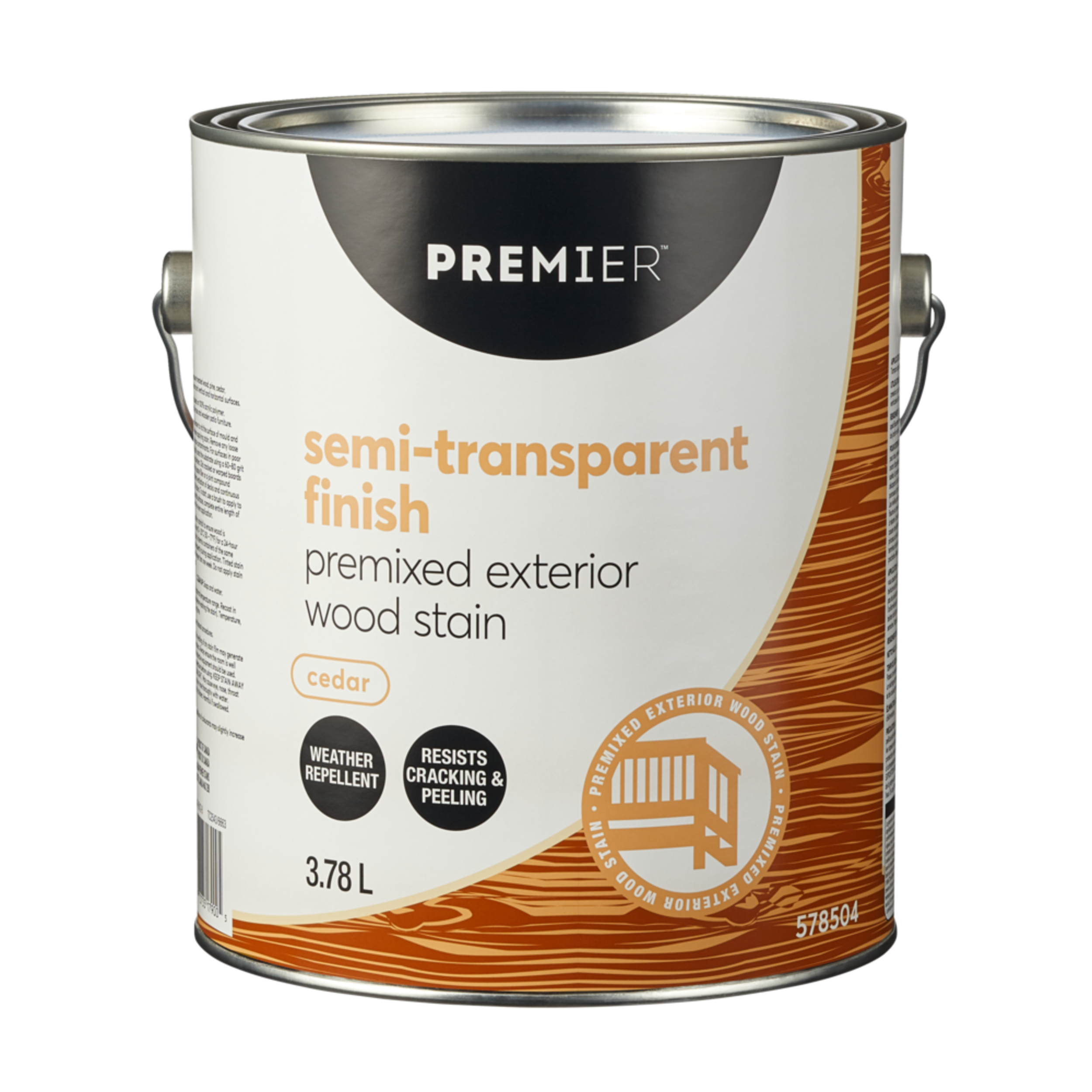Premier Premixed Exterior Wood Stain, Semi-Transparent, Cedar, 3.78-L/1-Gallon Front_Elevated
